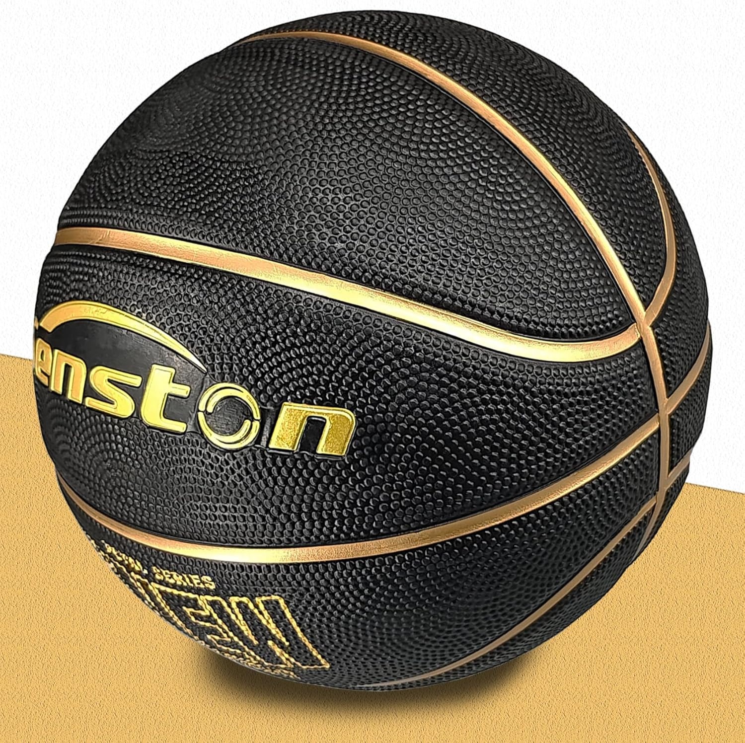 image:imageSenston 275295 Outdoor Basketball Excellent ElasticityGrip Rubber Basketballs with Pump Durable Size 57 Men BasketballBlackGold