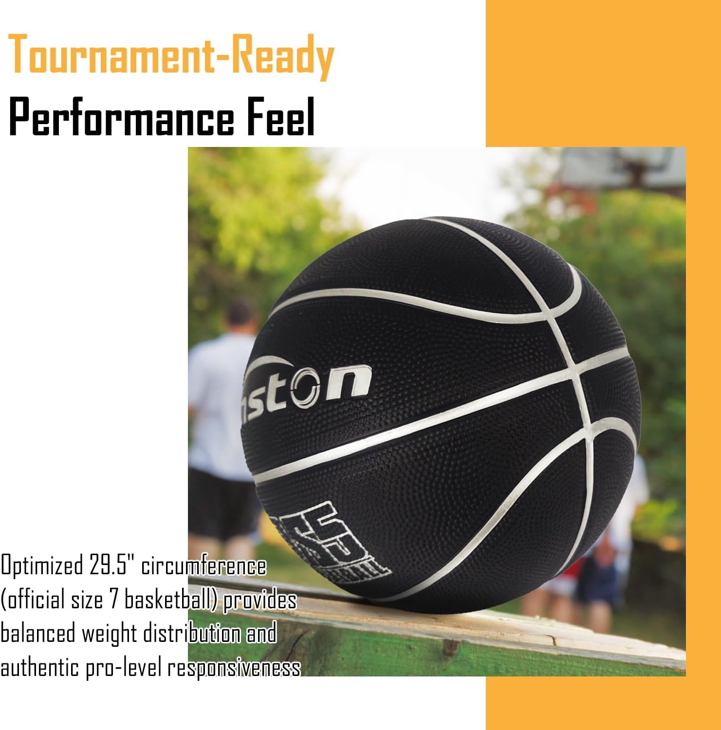 image:imageSenston 275295 Outdoor Basketball Excellent ElasticityGrip Rubber Basketballs with Pump Durable Size 57 Men BasketballBlackSilver