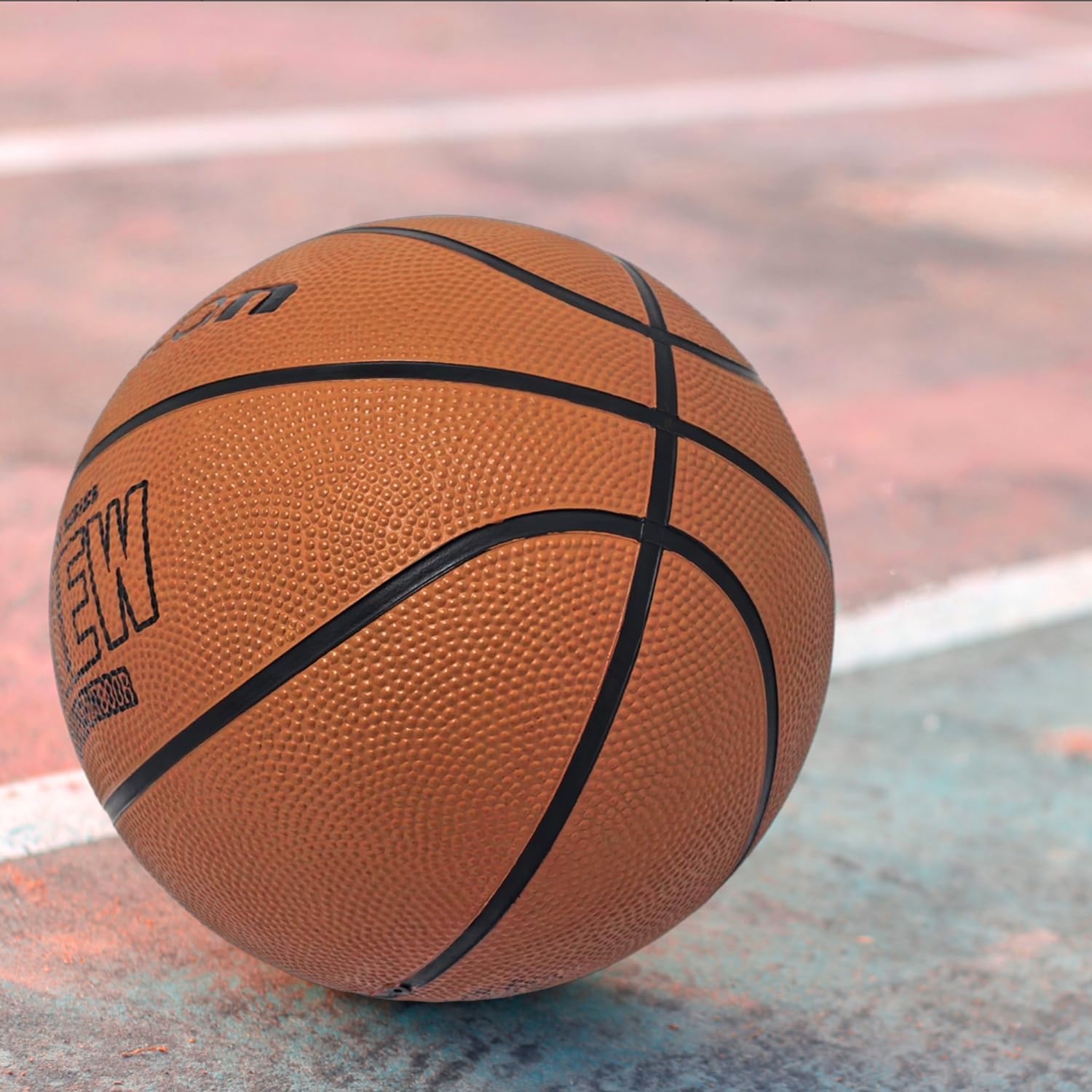 image:imageSenston 275295 Outdoor Basketball Excellent ElasticityGrip Rubber Basketballs with Pump Durable Size 57 Men BasketballBrown