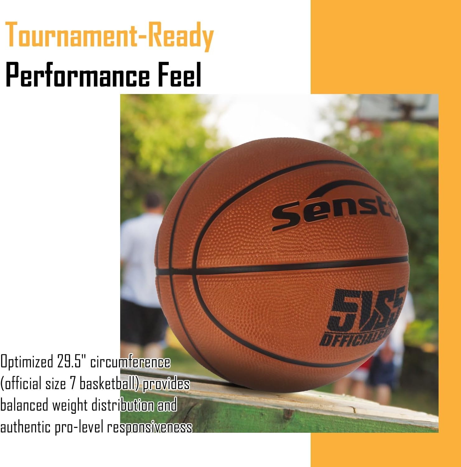 image:imageSenston 295 Outdoor Basketball Premium Grip with Pump for Men Women Excellent bounce elasticity Great value for daily play Built for concrete courts Easy inflation Ideal gift for playersBrown