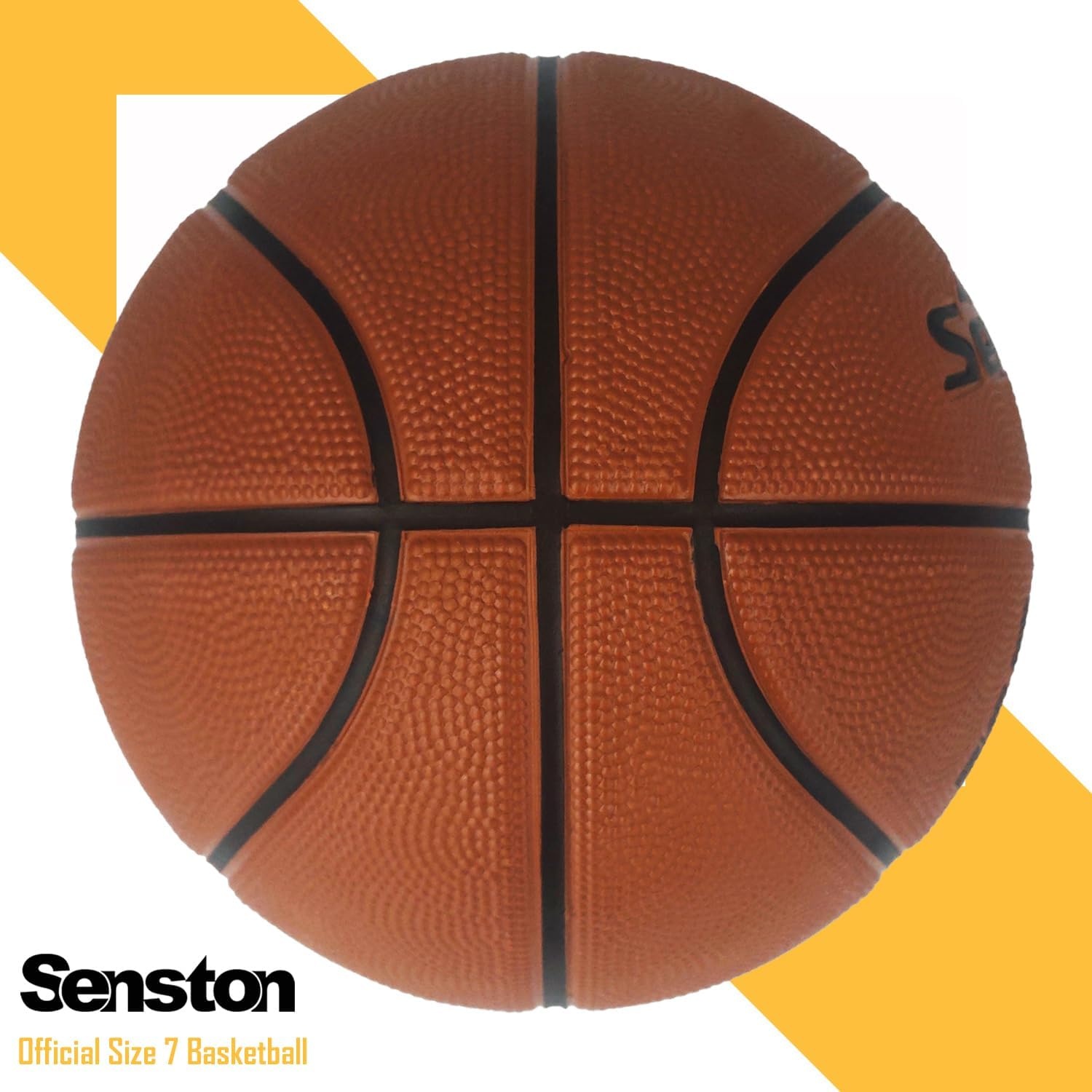 image:imageSenston 295 Outdoor Basketball Premium Grip with Pump for Men Women Excellent bounce elasticity Great value for daily play Built for concrete courts Easy inflation Ideal gift for playersBrown