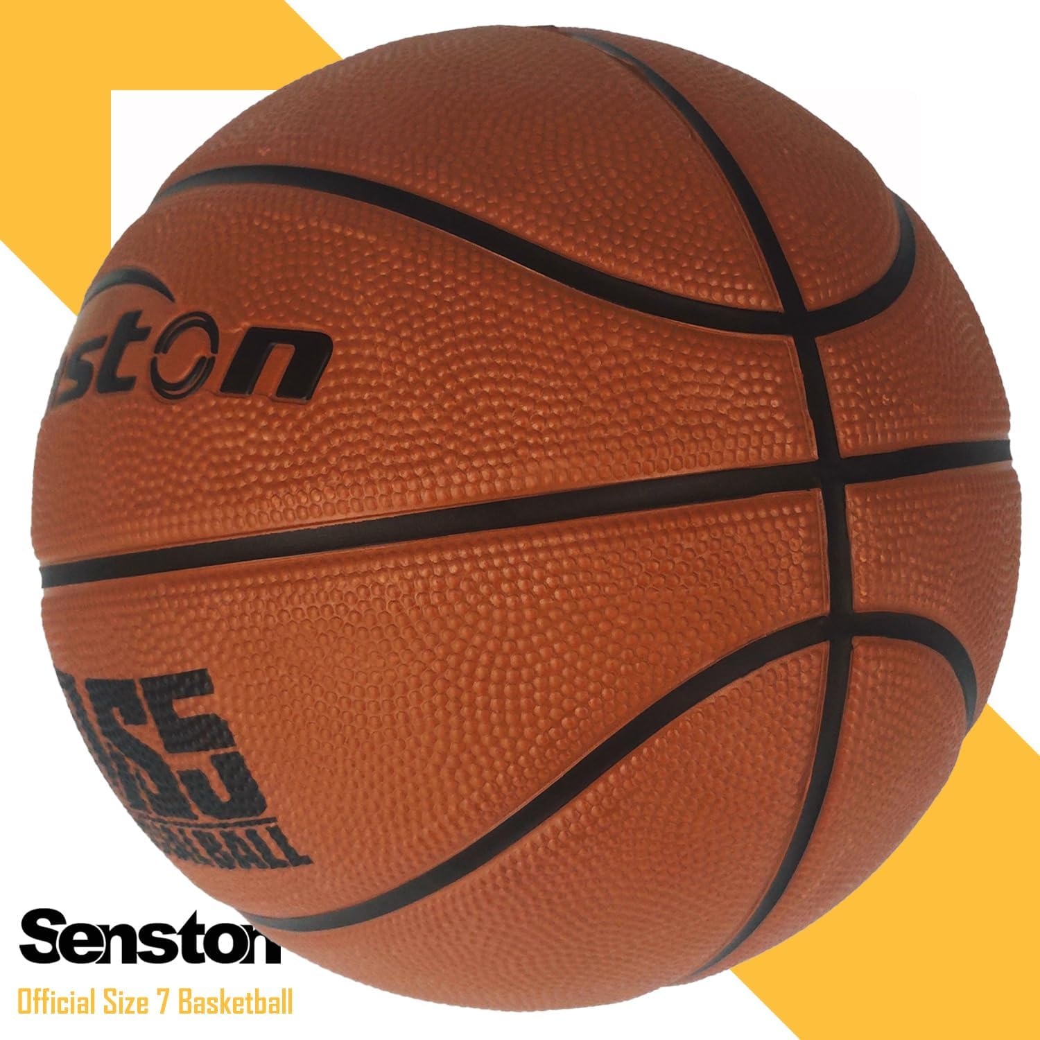 image:imageSenston 295 Outdoor Basketball Premium Grip with Pump for Men Women Excellent bounce elasticity Great value for daily play Built for concrete courts Easy inflation Ideal gift for playersBrown