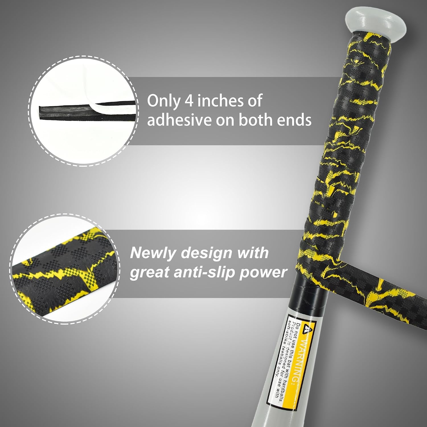 image:imageSenston Baseball Softball Bat Grip Tape AntiSlip Hockey Handle Wrap Grips Tapes2 PackBlueYellow