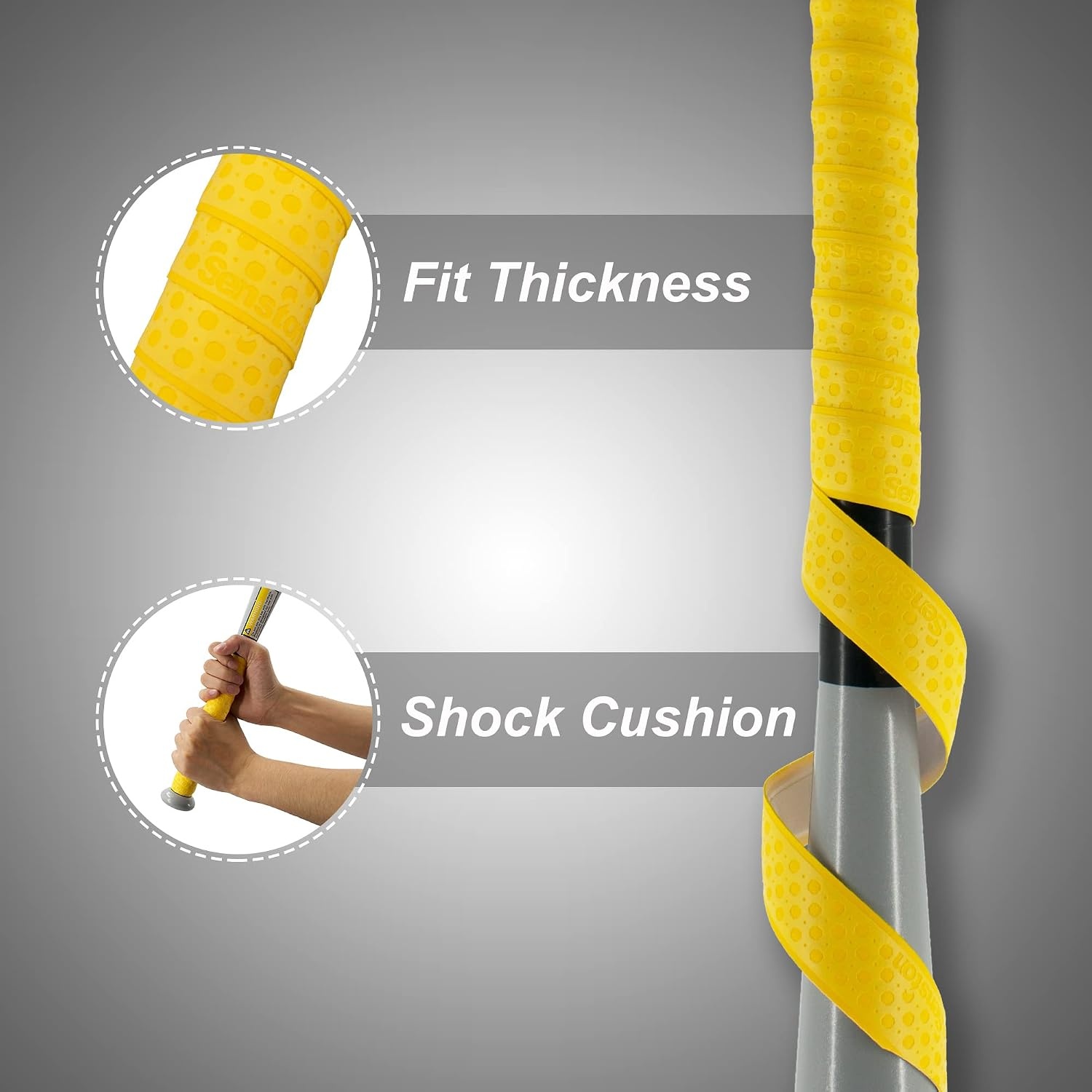 image:imageSenston Baseball Softball Bat Grip Tape AntiSlip Hockey Handle Wrap Grips Tapes2 PackYellow