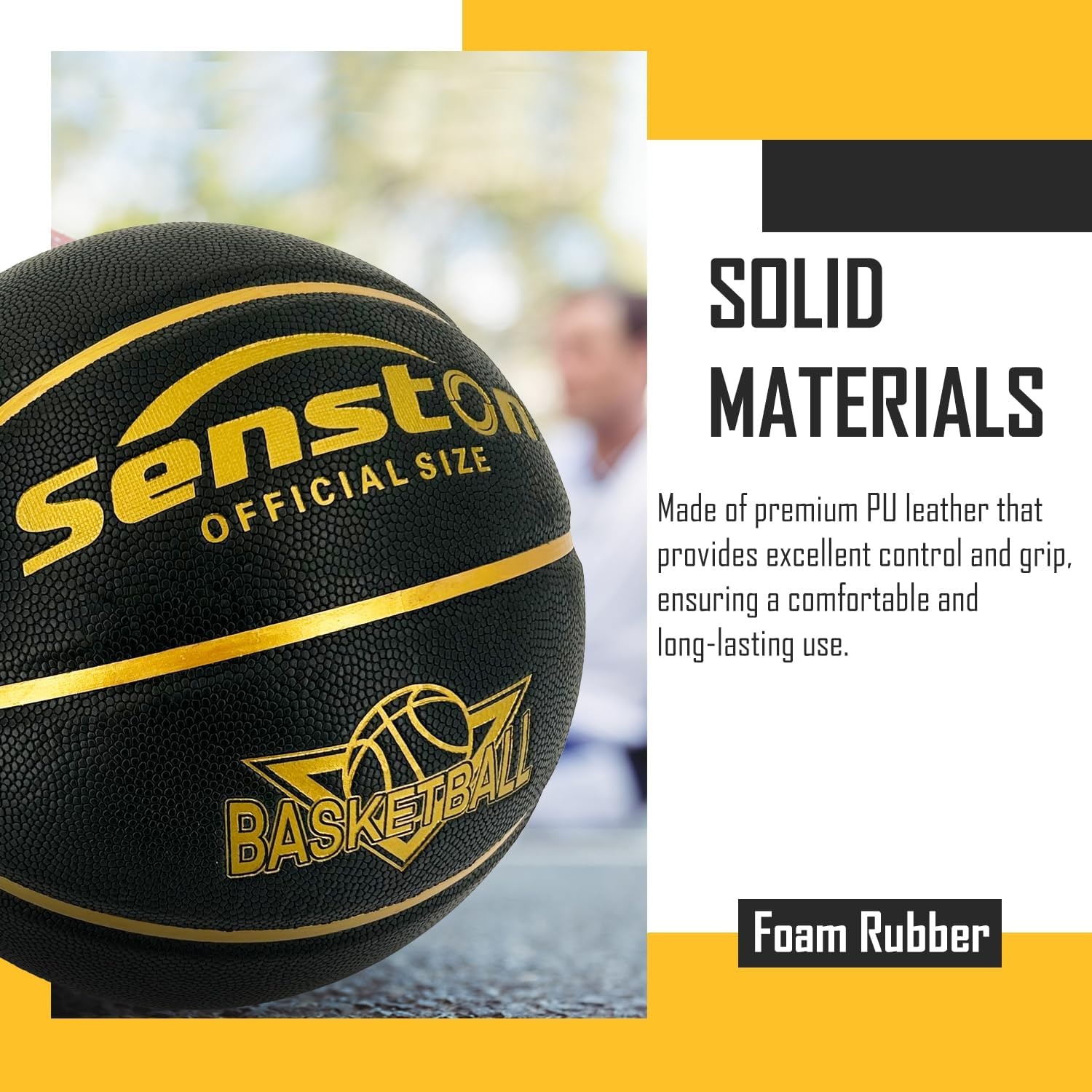 image:imageSenston Basketball 295 Premium PU Leather Basketball with Box Size 7 Premium ElasticityGrip Basketballs Indoor and Outdoor basketballs