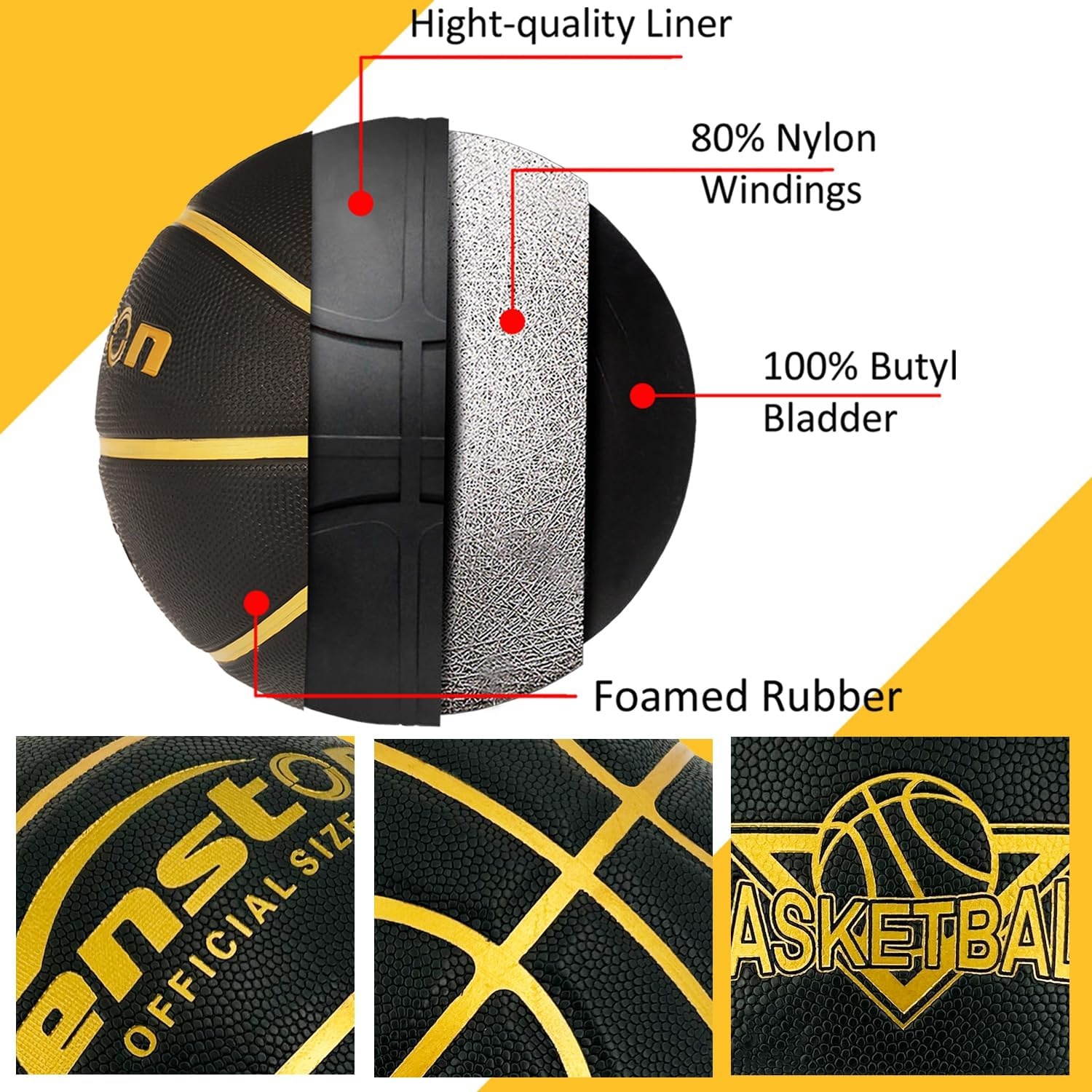 image:imageSenston Basketball 295 Premium PU Leather Basketball with Box Size 7 Premium ElasticityGrip Basketballs Indoor and Outdoor basketballs
