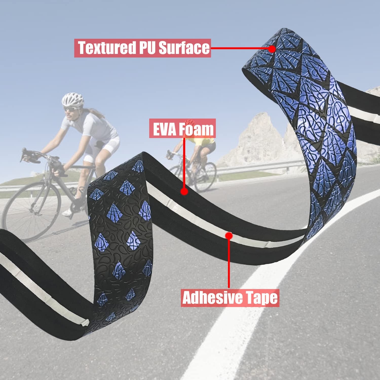 image:imageSenston EVA Road Bike Handlebar Tapes 2 Rolls Cycling Handle Wraps Bicycle Bar Tape BlueBlue