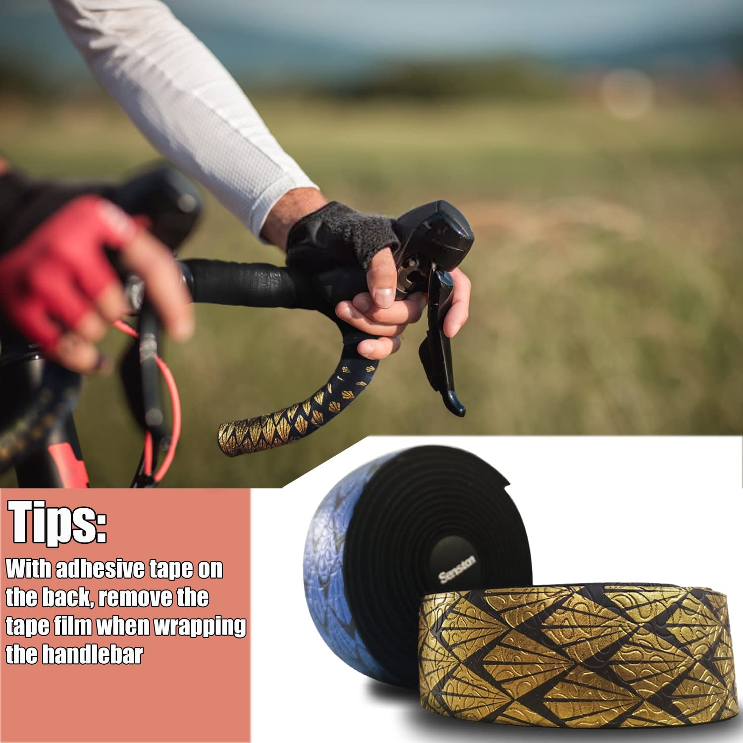 image:imageSenston EVA Road Bike Handlebar Tapes 2 Rolls Cycling Handle Wraps Bicycle Bar Tape BlueBlue