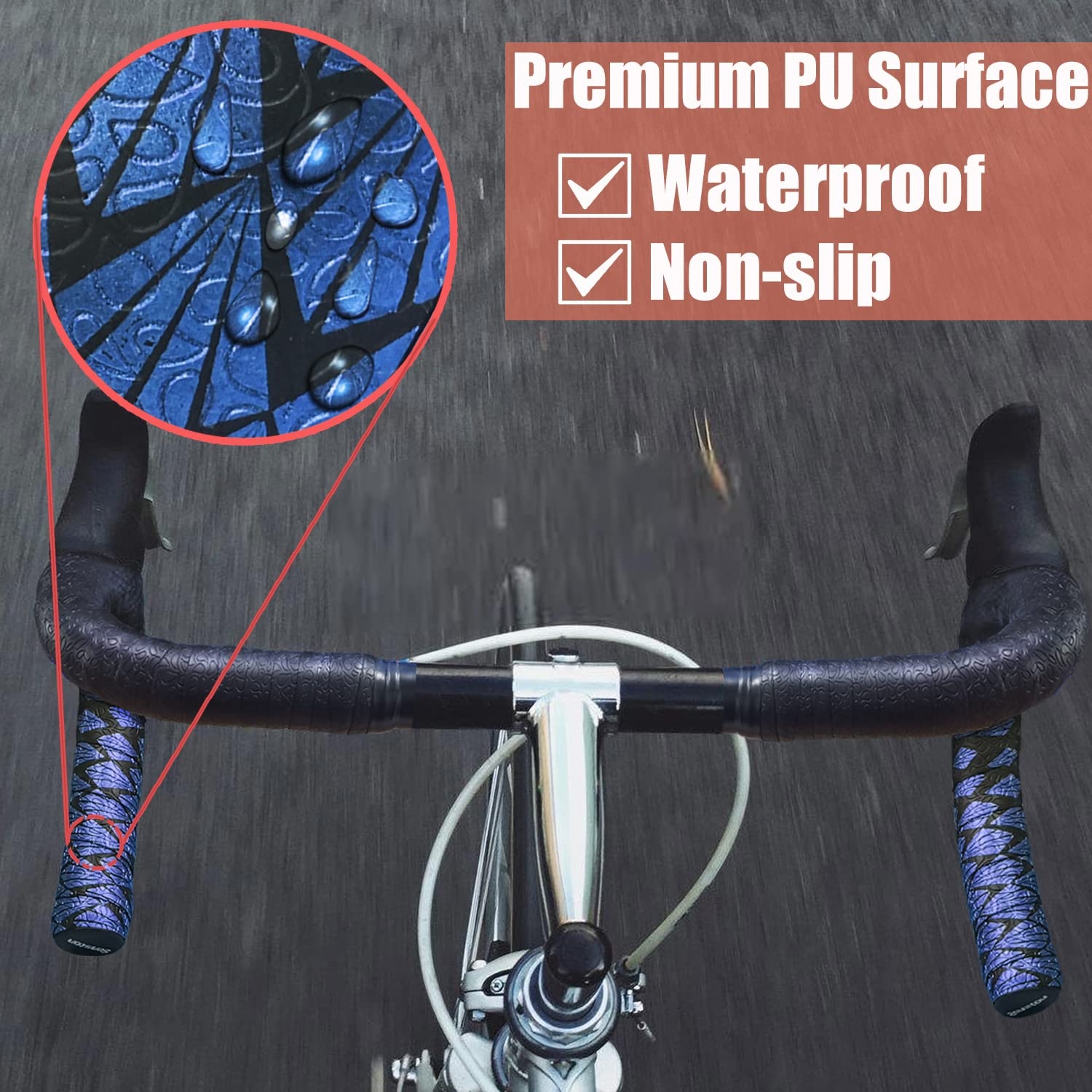 image:imageSenston EVA Road Bike Handlebar Tapes 2 Rolls Cycling Handle Wraps Bicycle Bar Tape BlueBlue