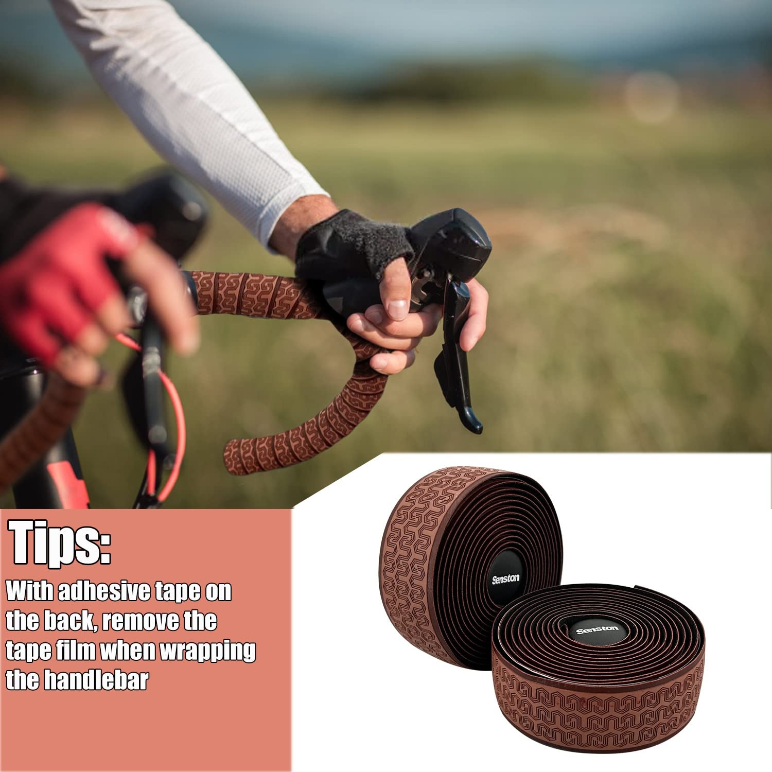 image:imageSenston EVA Road Bike Handlebar Tapes 2 Rolls Cycling Handle Wraps Bicycle Bar Tape BlueBrown