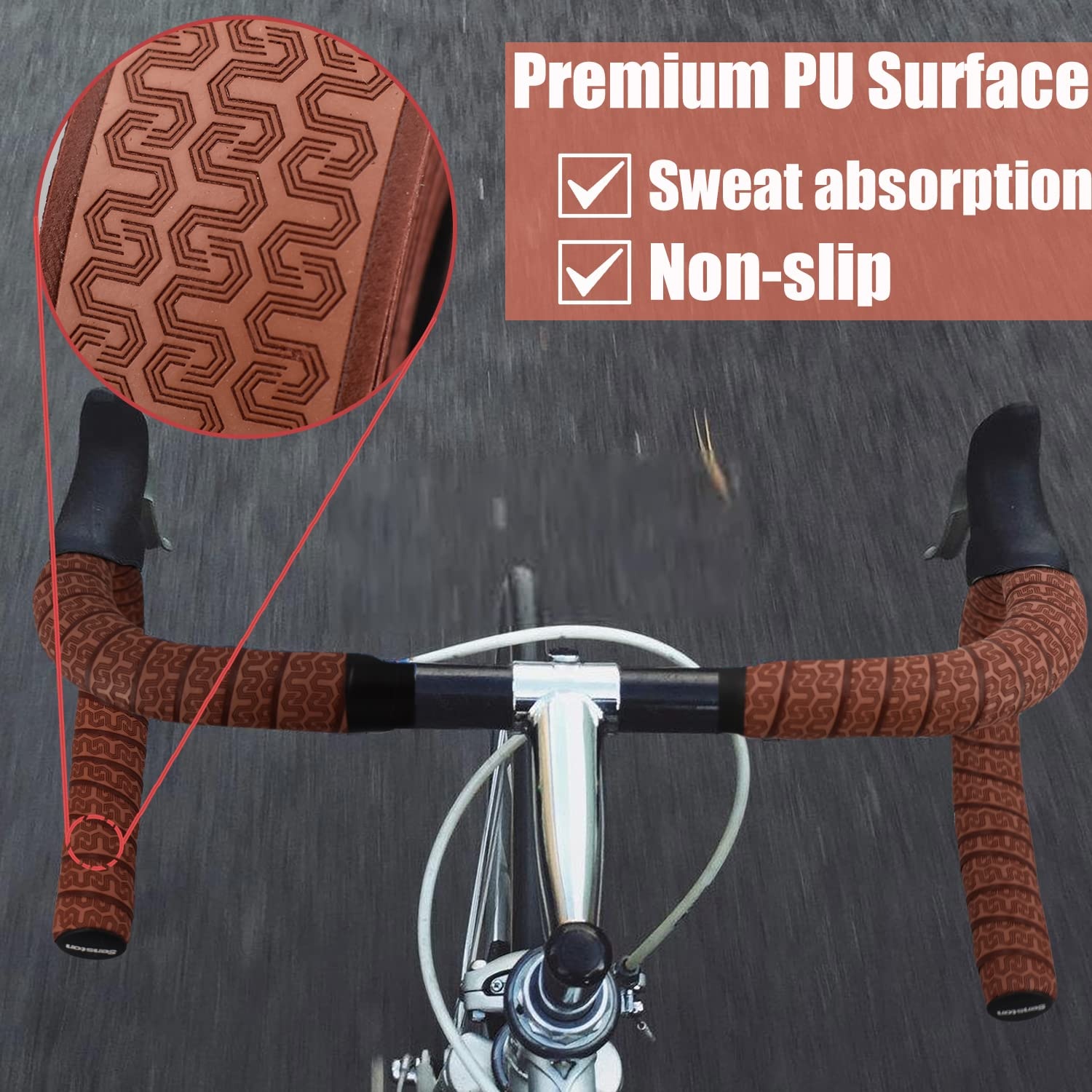 image:imageSenston EVA Road Bike Handlebar Tapes 2 Rolls Cycling Handle Wraps Bicycle Bar Tape BlueBrown