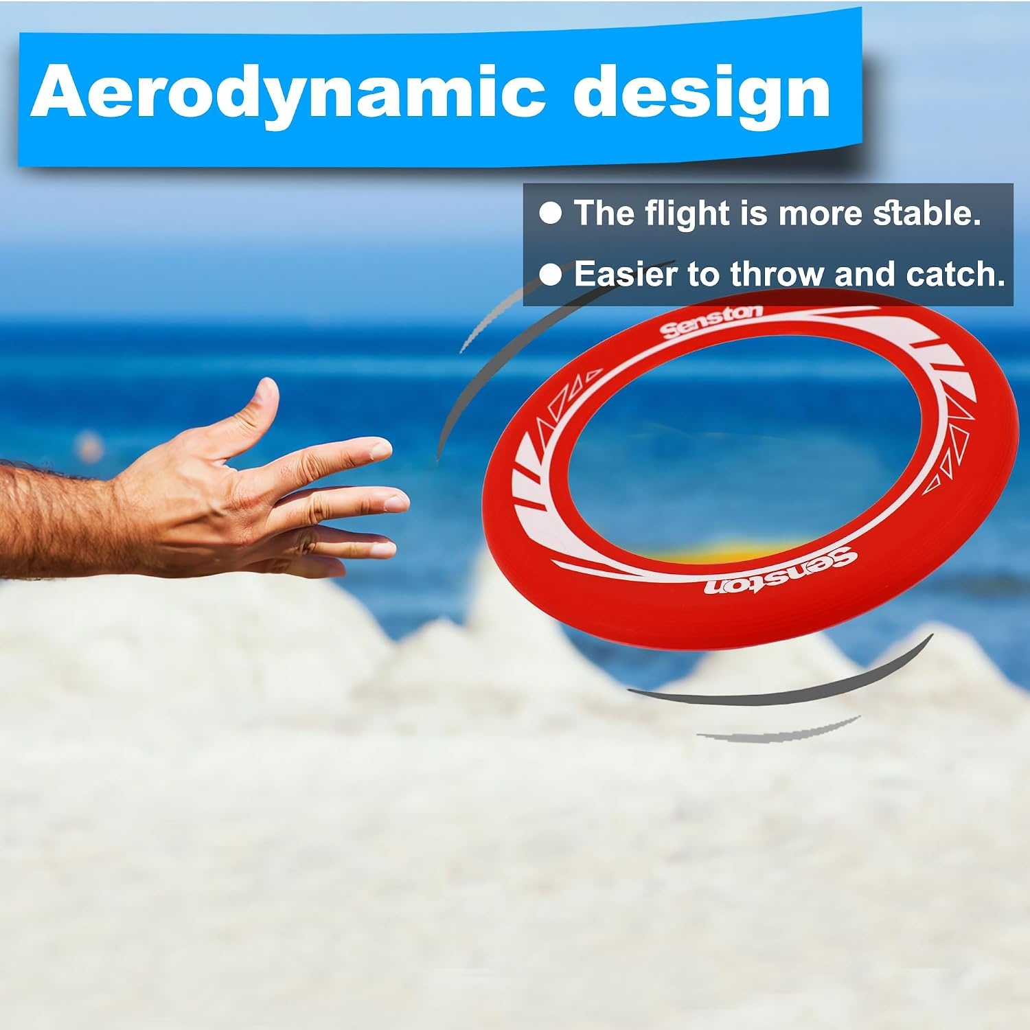 image:imageSenston Flying Discs Easily Catch and Throw Sports Disc 11 Inch Soft Flying Discss for All Players Colorful Flying Discs 3 Pcs for Pool Backyard Family Fun BlueBlueRedYellow