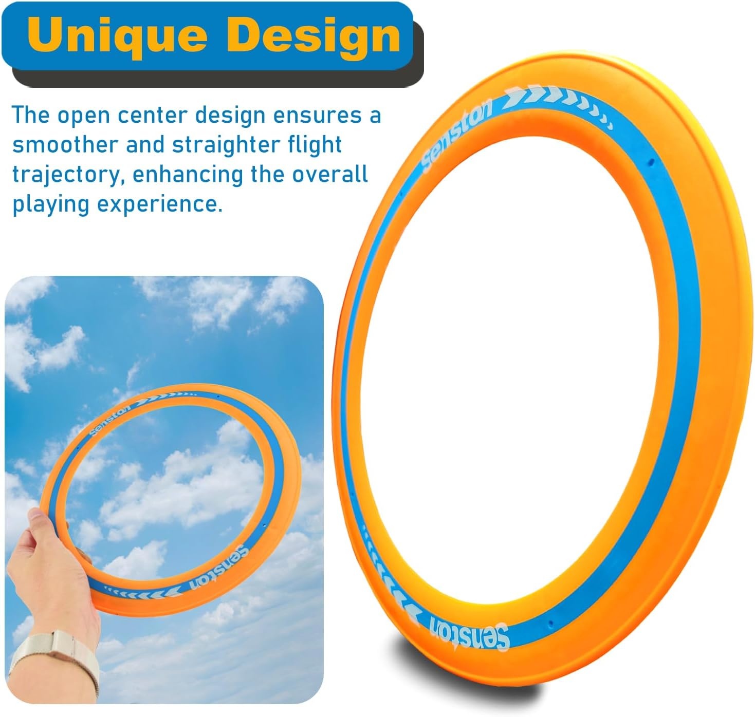 image:imageSenston Flying Discs Easily Catch and Throw Sports Disc 11 Inch Soft Flying Discss for All Players Colorful Flying Discs 3 Pcs for Pool Backyard Family Fun BlueBlueYellowOrange