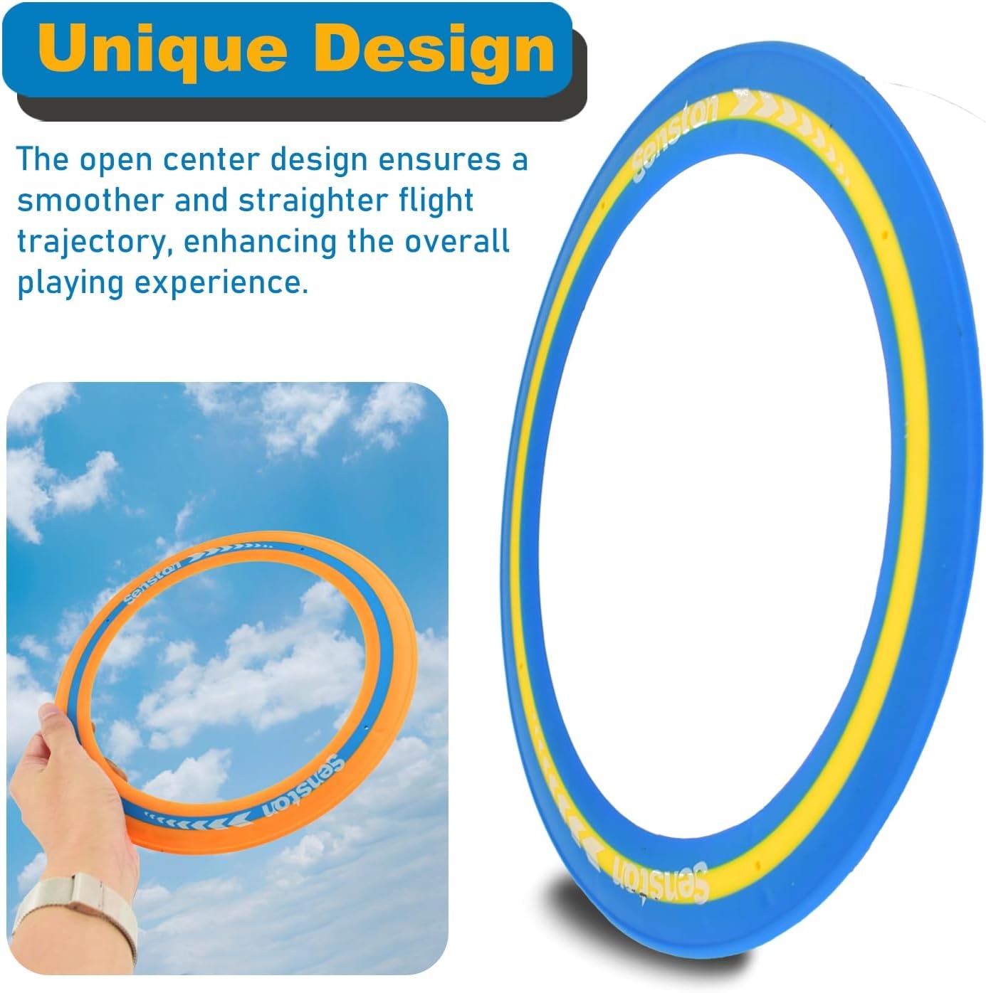 image:imageSenston Flying Discs Easily Catch and Throw Sports Disc 11 Inch Soft Flying Discss for All Players Colorful Flying Discs 3 Pcs for Pool Backyard Family Fun BlueBlue