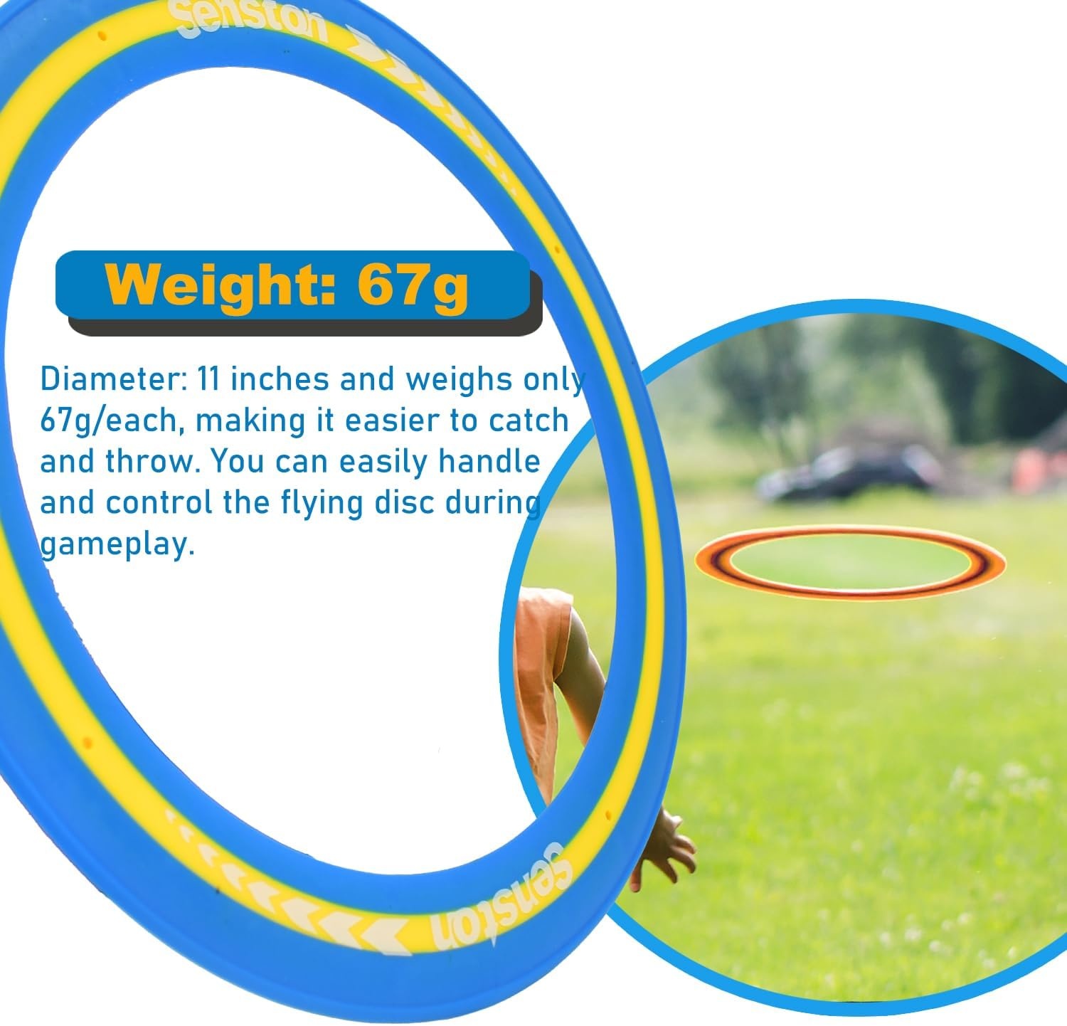 image:imageSenston Flying Discs Easily Catch and Throw Sports Disc 11 Inch Soft Flying Discss for All Players Colorful Flying Discs 3 Pcs for Pool Backyard Family Fun BlueBlue