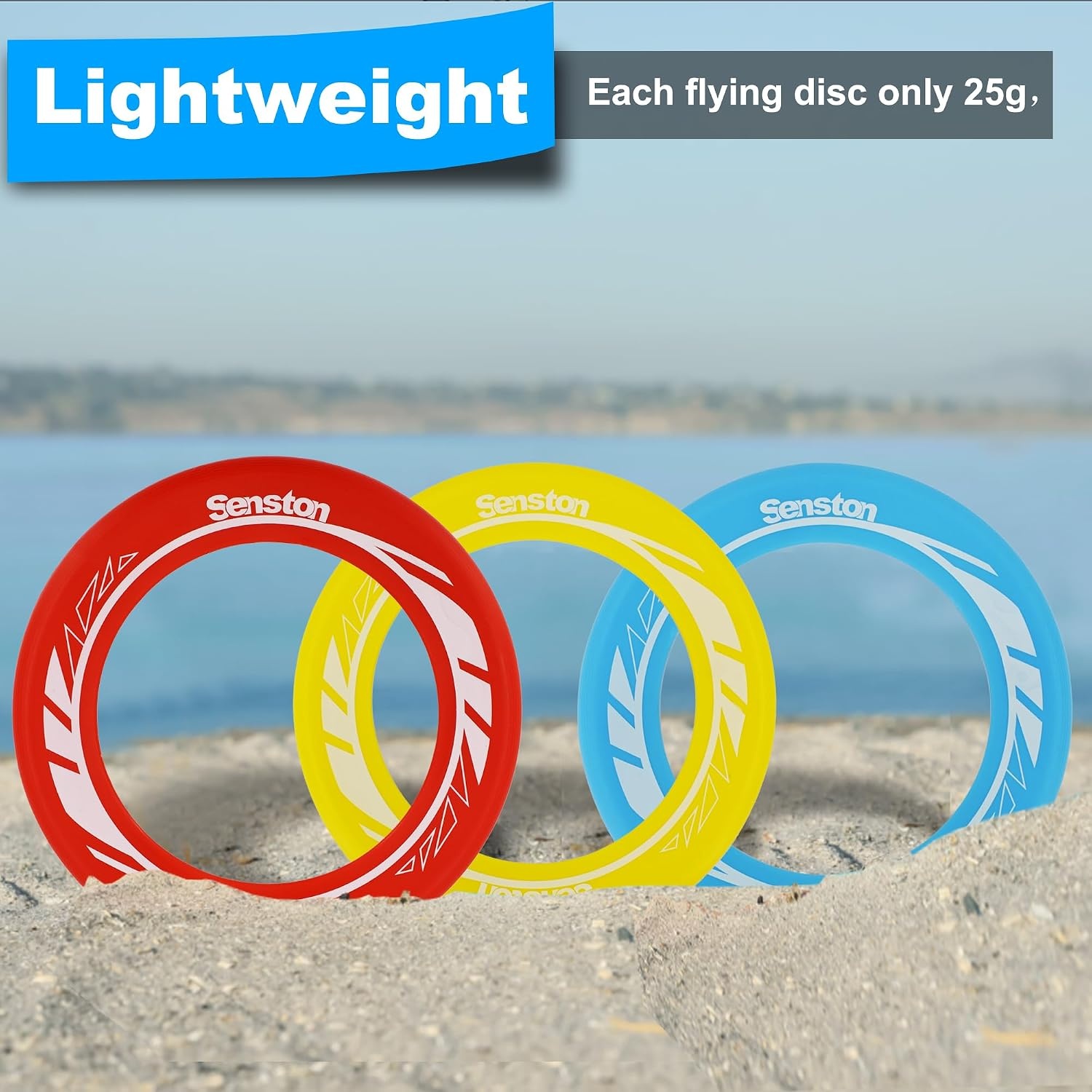 image:imageSenston Flying Discs Easily Catch and Throw Sports Disc 11 Inch Soft Flying Discss for All Players Colorful Flying Discs 3 Pcs for Pool Backyard Family Fun BlueBlueRedYellow