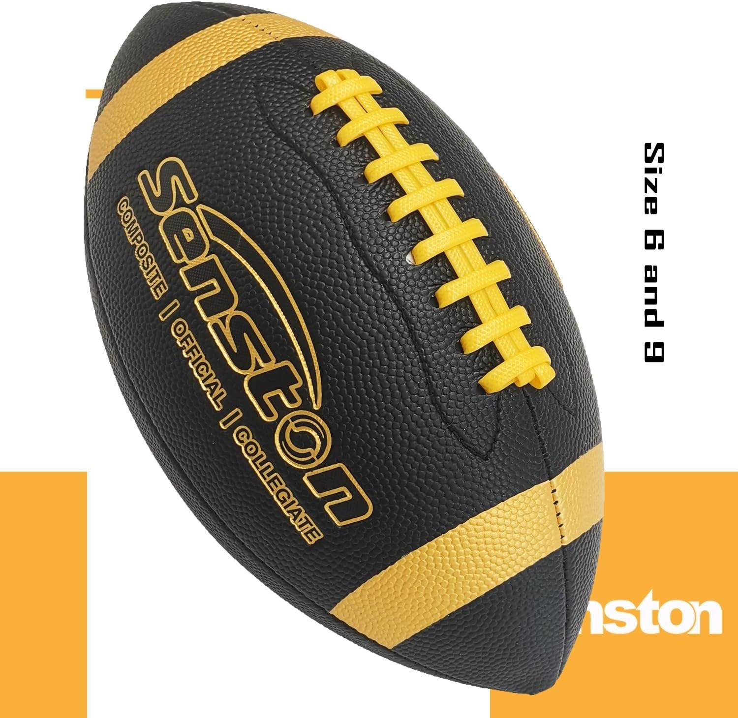 image:imageSenston Football Size 96 Premium Composite Leather High SchoolKidsYouth Football with Pump Size Foot Ball with PumpBlack