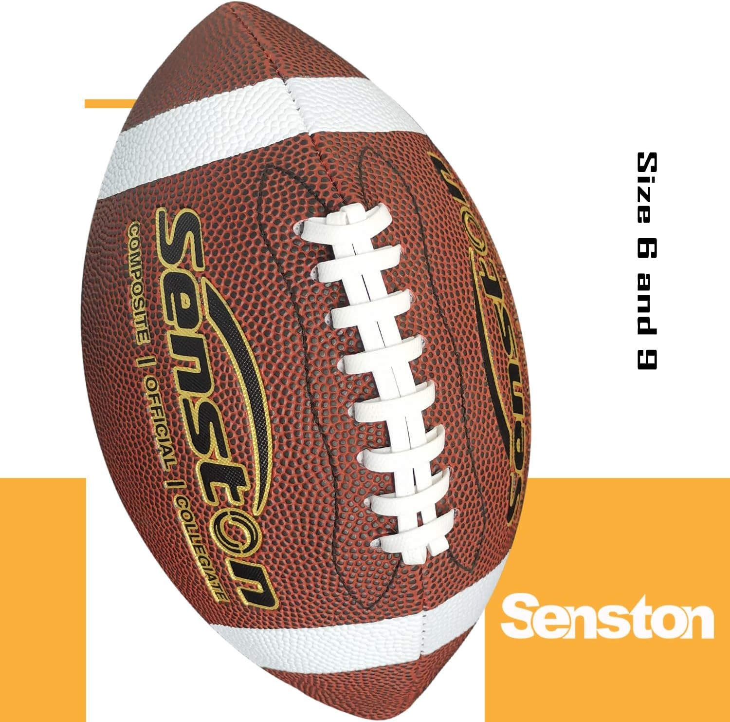 image:imageSenston Football Size 96 Premium Composite Leather High SchoolKidsYouth Football with Pump Size Foot Ball with PumpBrown