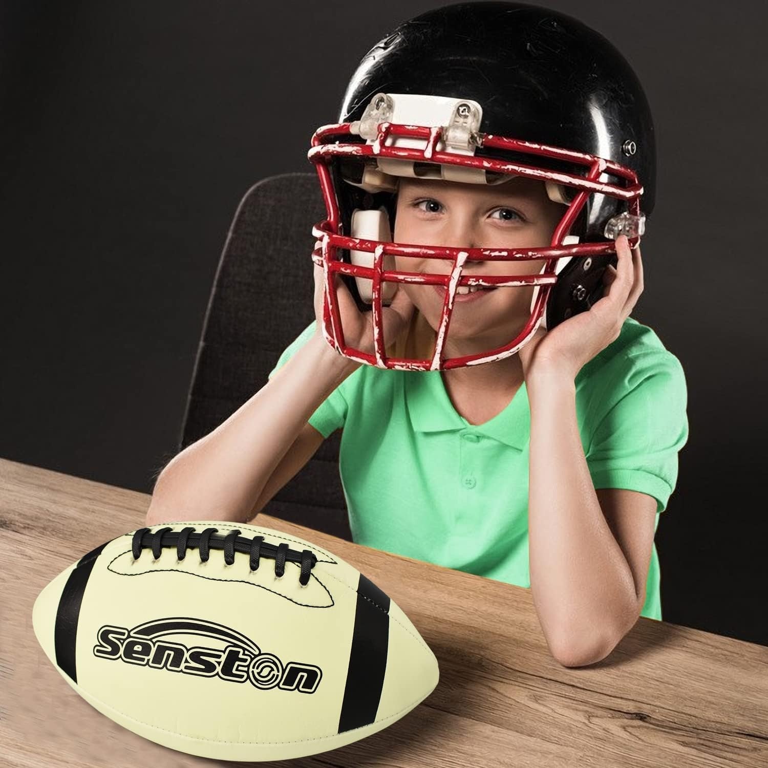 image:imageSenston Football Size 96 Premium Composite Leather High SchoolKidsYouth Football with Pump Size Foot Ball with PumpGreen