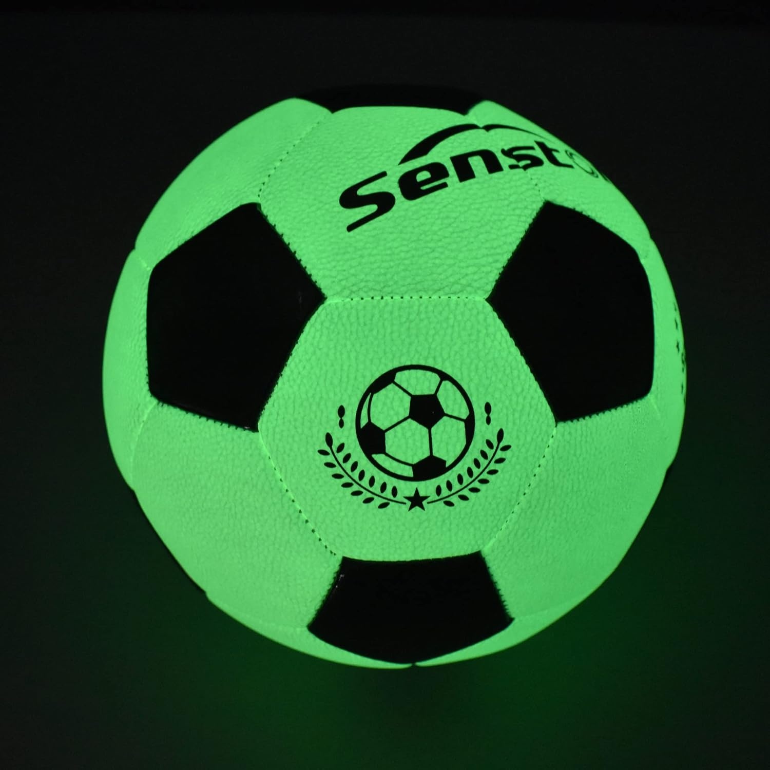 image:imageSenston Glow in the Dark Soccer Ball Size 5 Glowing PU Soccer with Pump No Batteries RequiredLightAbsorbing Luminous MaterialEcofriendly amp DurablePerfect PresentIndoor amp Outdoor Use