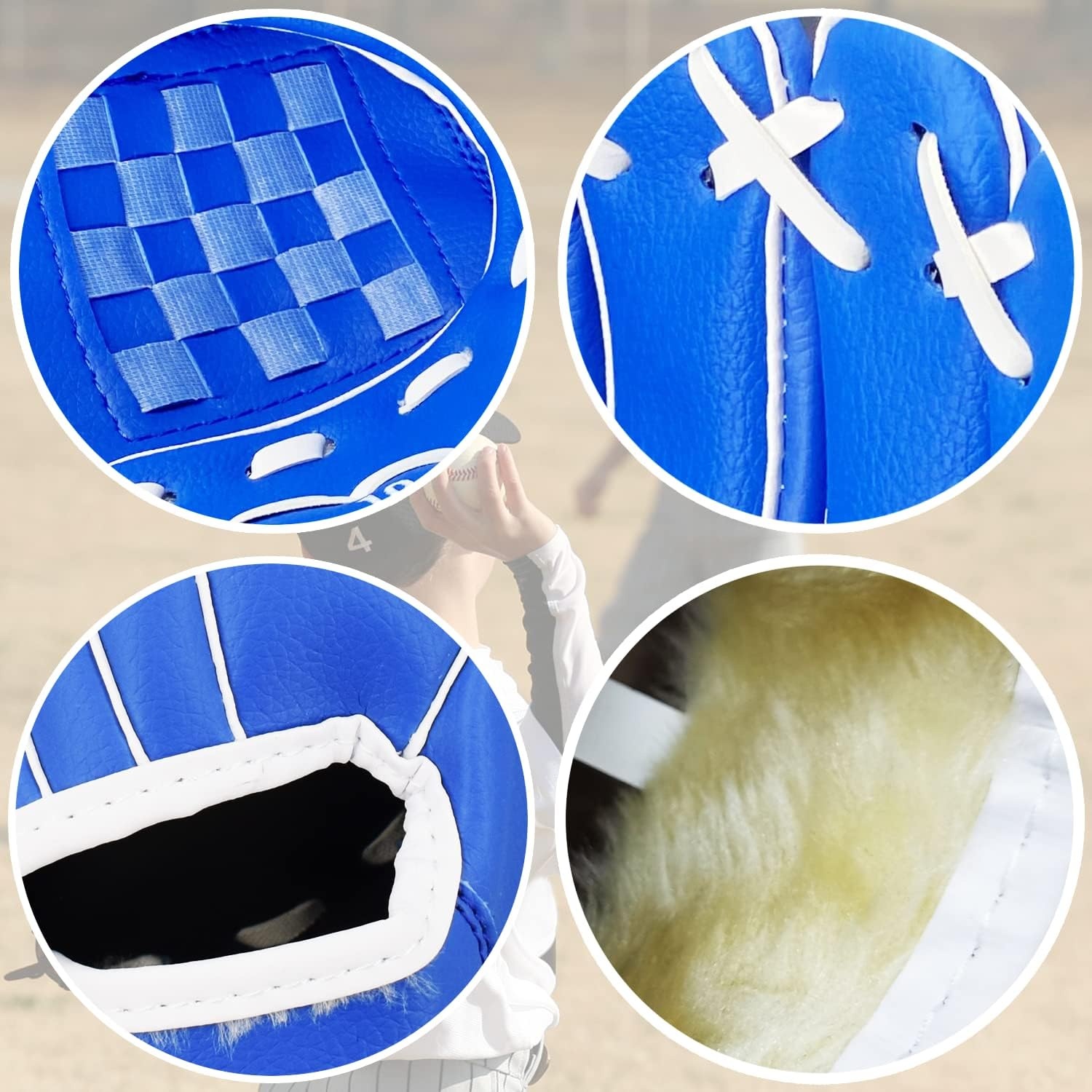 image:imageSenston Kids Youth Adult Baseball Glove 105 Softball Mitt LeftRight Hand Throw with BallBlue