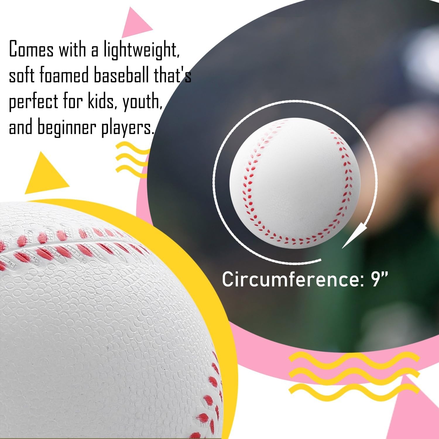 image:imageSenston Kids Youth Adult Baseball Glove 105 Softball Mitt LeftRight Hand Throw with BallPink