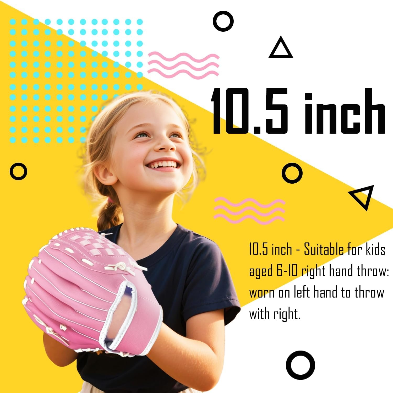 image:imageSenston Kids Youth Adult Baseball Glove 105 Softball Mitt LeftRight Hand Throw with BallPink