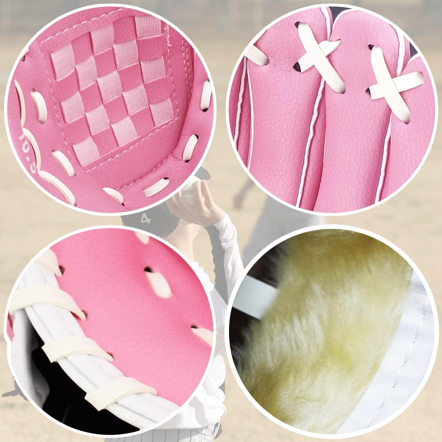 image:imageSenston Kids Youth Adult Baseball Glove 105 Softball Mitt LeftRight Hand Throw with BallPink