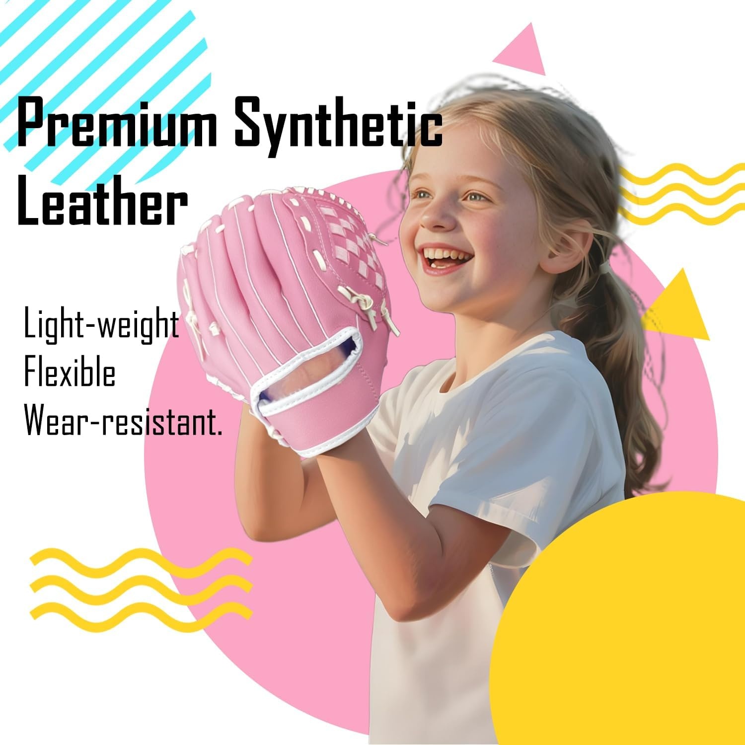 image:imageSenston Kids Youth Adult Baseball Glove 105 Softball Mitt LeftRight Hand Throw with BallPink