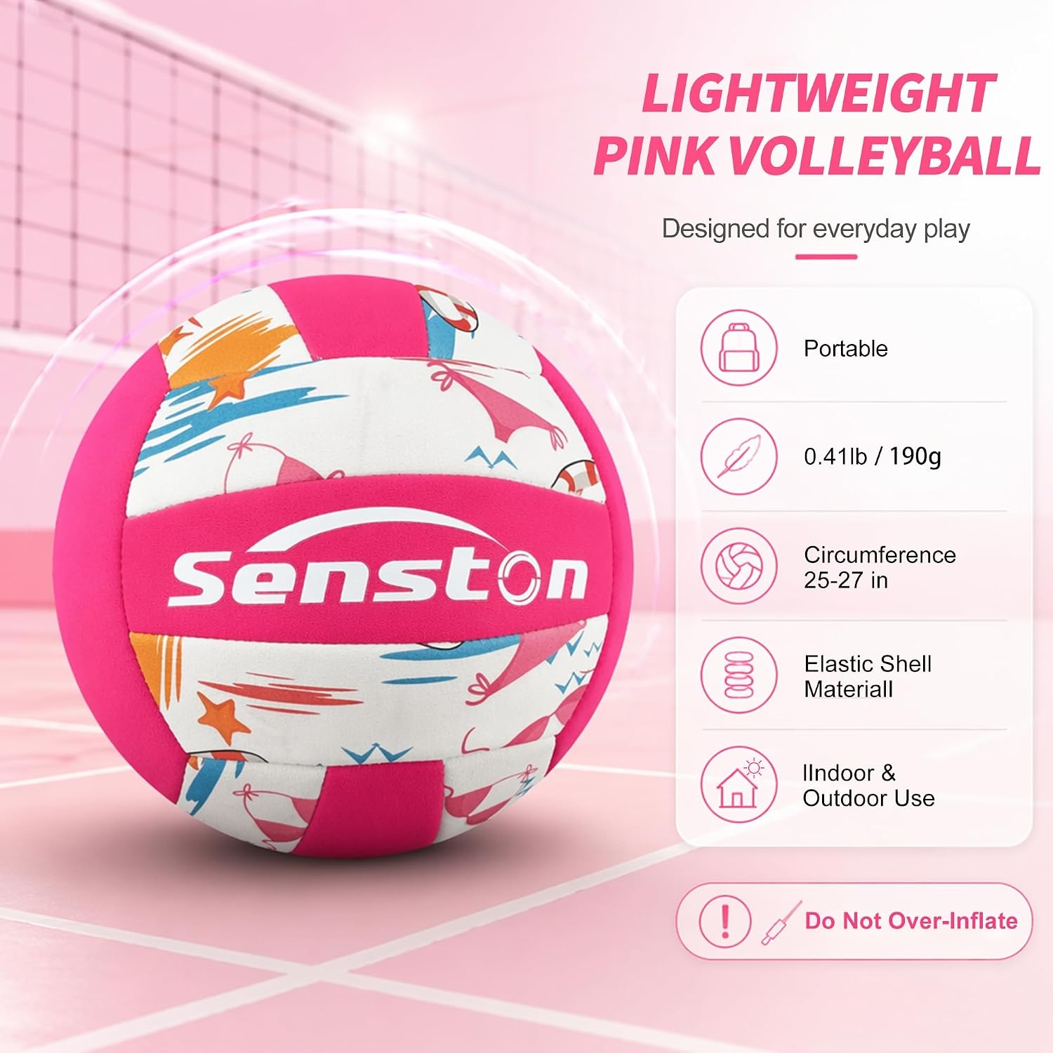 image:imageSenston Lightweight Water Pool Volleyball Size 5 for Pool Gamesfor Beach Volleyball Indoor Outdoorpink