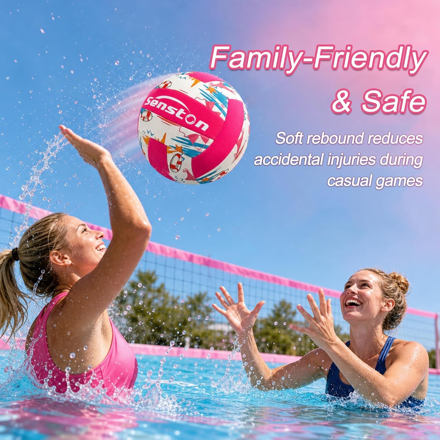 image:imageSenston Lightweight Water Pool Volleyball Size 5 for Pool Gamesfor Beach Volleyball Indoor Outdoorpink