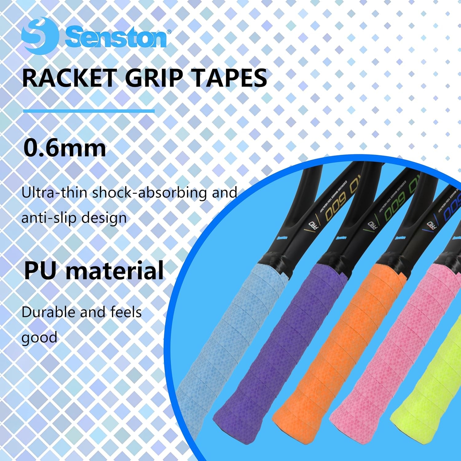 image:imageSenston New Rackets Grip Anti Slip Perforated Super Absorbent Tennis Overgrip Badminton Overgrip Pickleballs Overgrip5 color