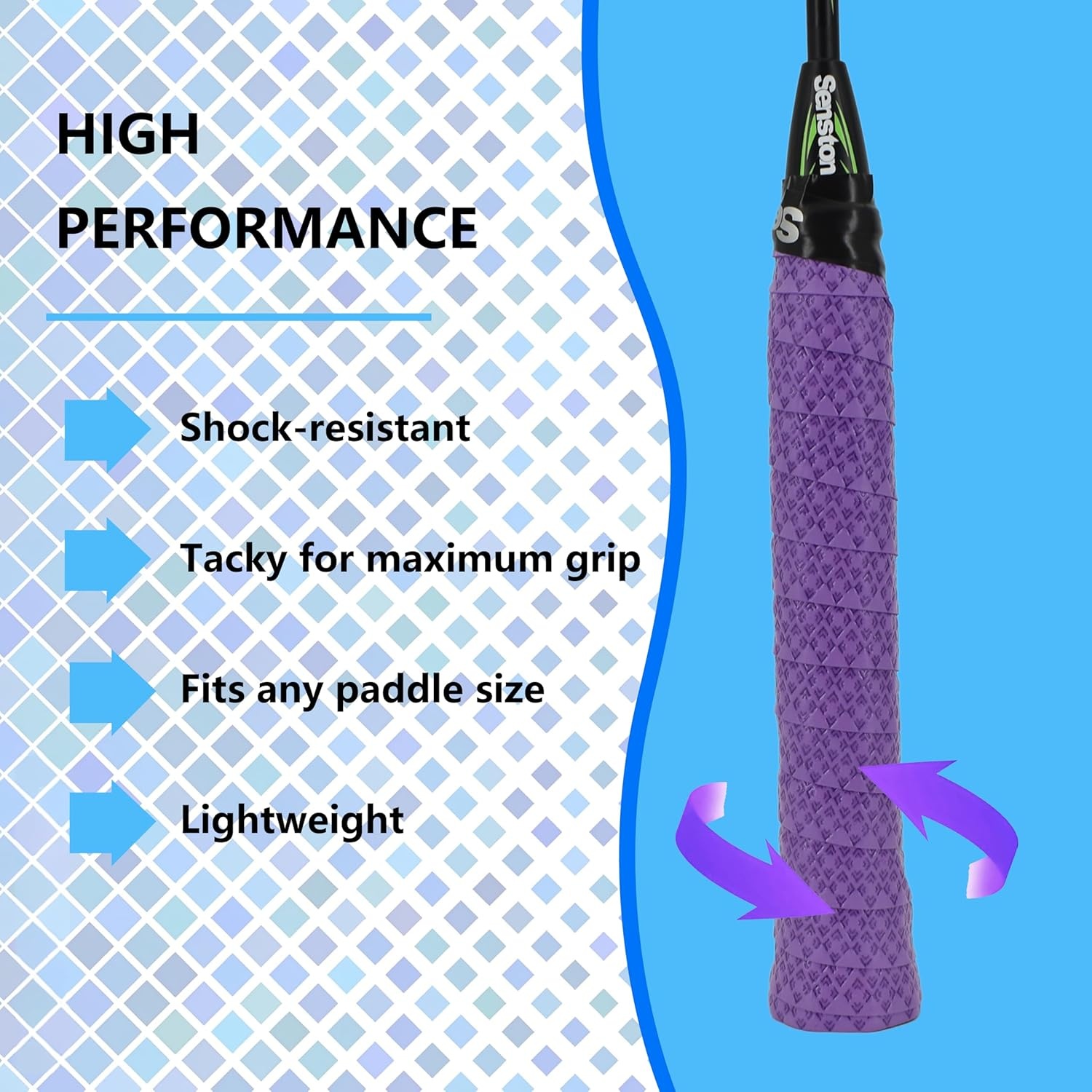 image:imageSenston New Rackets Grip Anti Slip Perforated Super Absorbent Tennis Overgrip Badminton Overgrip Pickleballs Overgrip5 color