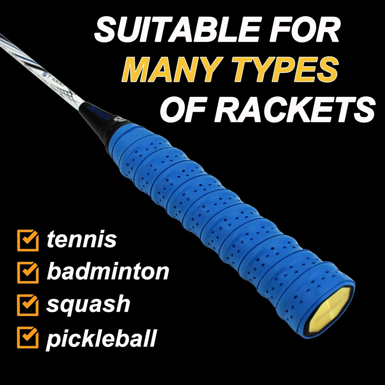 image:imageSenston New Rackets Grip Anti Slip Perforated Super Absorbent Tennis Overgrip Badminton Overgrip Pickleballs OvergripColors