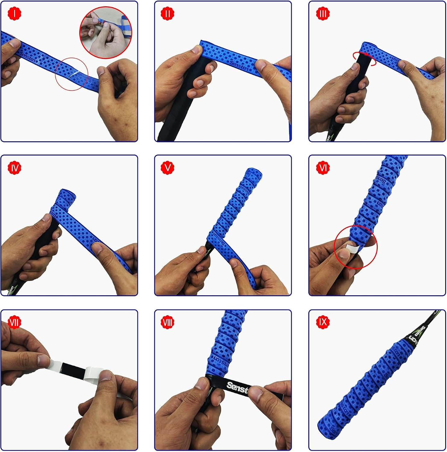 image:imageSenston New Rackets Grip Anti Slip Perforated Super Absorbent Tennis Overgrip Badminton Overgrip Pickleballs OvergripColors