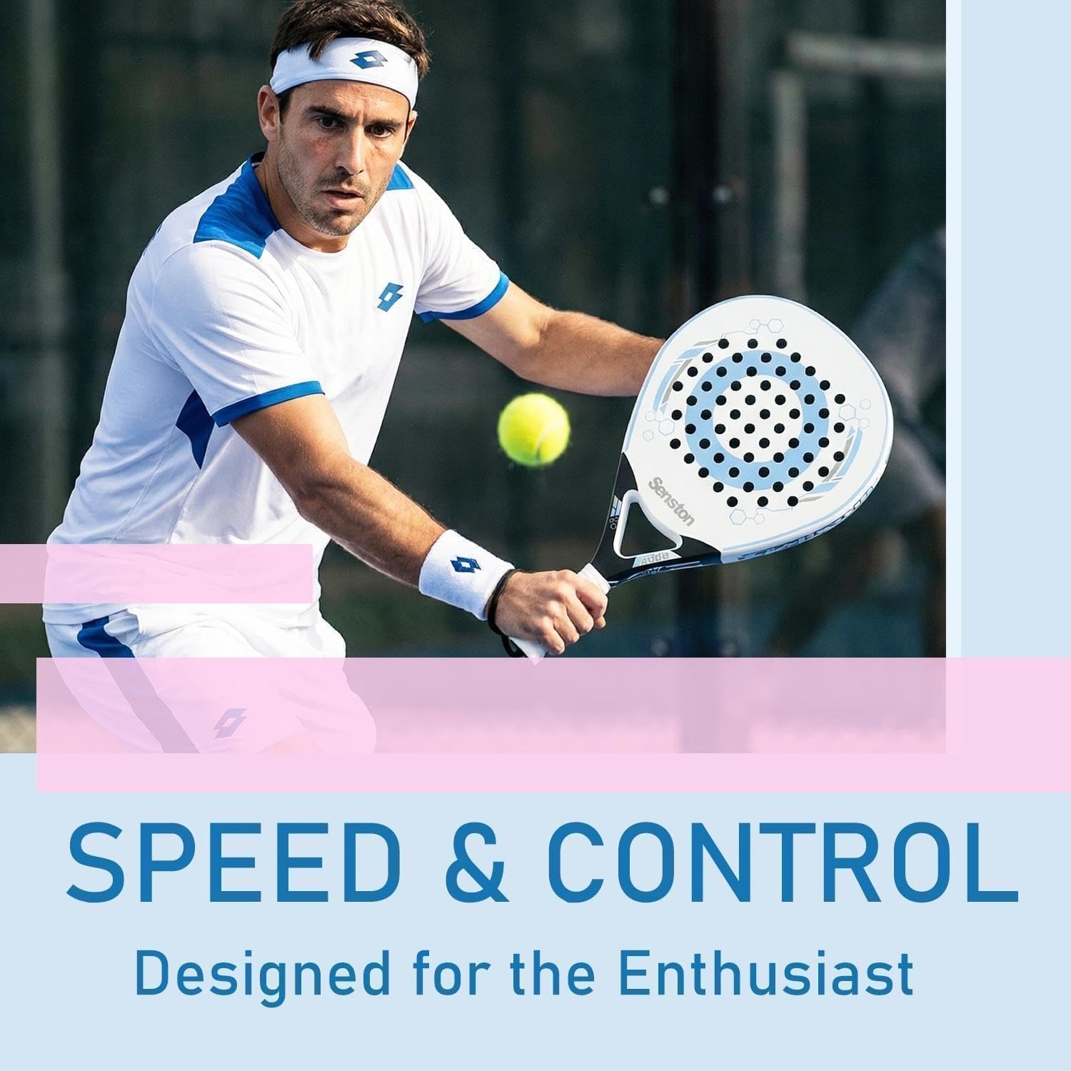 image:imageSenston Paddle Tennis Racket CarbonFiber Surface with EVA Memory FlexFoam Core Padel Racket with Carry Bag and Balls for Pop Tennis Beach Tennis