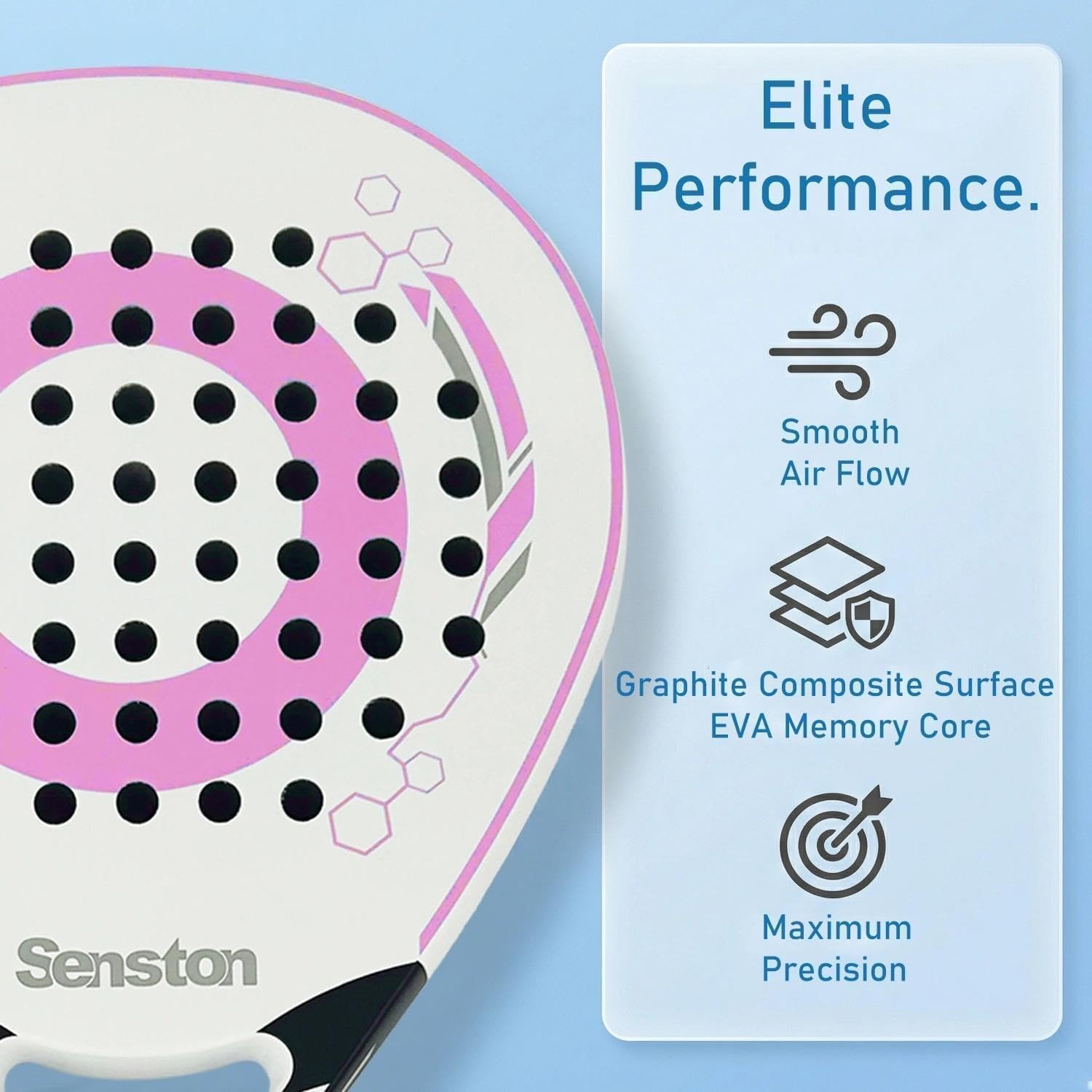 image:imageSenston Paddle Tennis Racket CarbonFiber Surface with EVA Memory FlexFoam Core Padel Racket with Carry Bag and Balls for Pop Tennis Beach Tennis