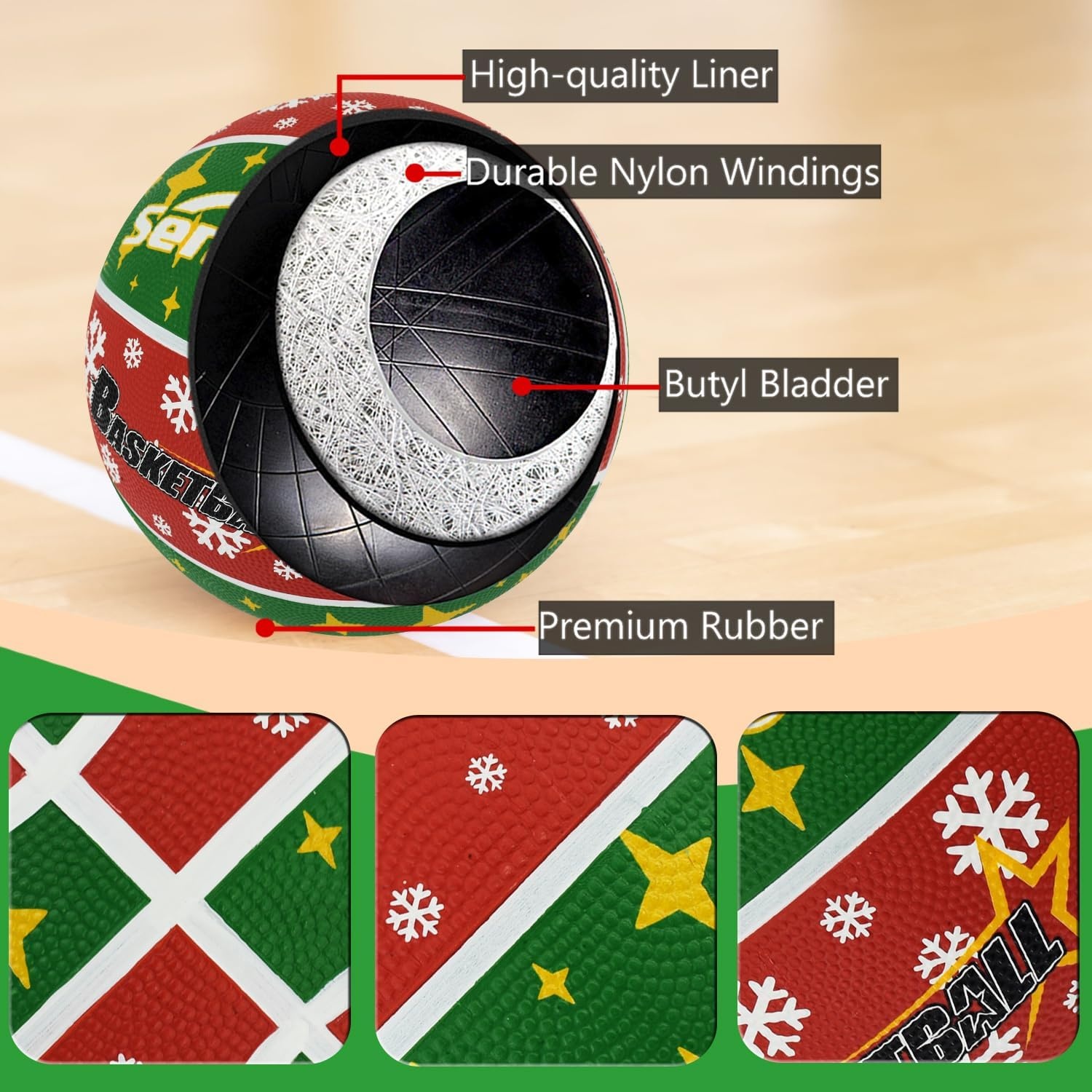 image:imageSenston Size 567 Outdoor Basketball Premium Grip with Pump for Men Women Excellent bounce elasticity Great value for daily play Built for concrete courts Easy inflation Ideal gift for playersRed