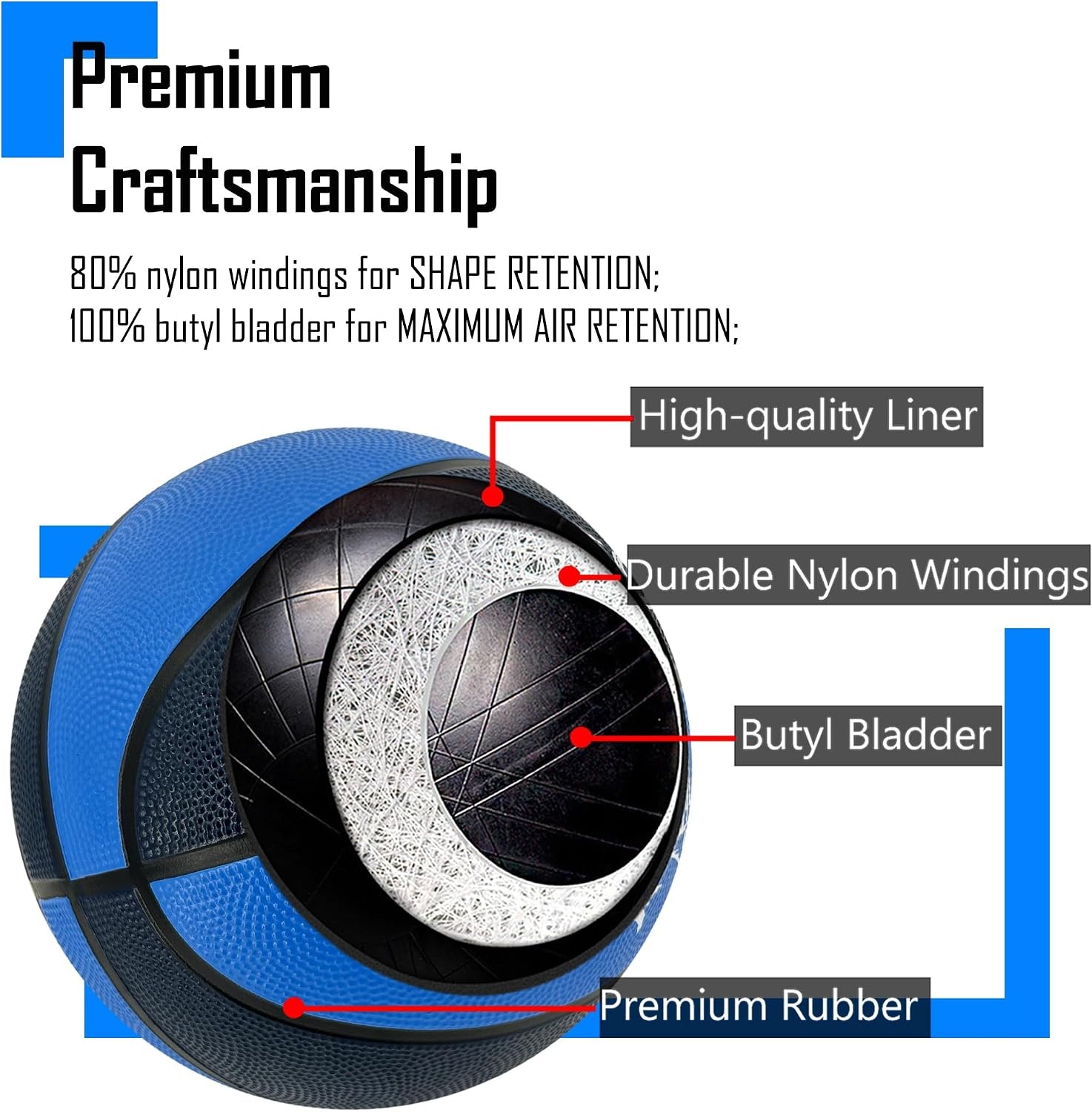 image:imageSenston Size 567 Outdoor Basketball Premium Grip with Pump for Men Women Excellent bounce elasticity Great value for daily play Built for concrete courts Easy inflation Ideal gift for playersBluePurple