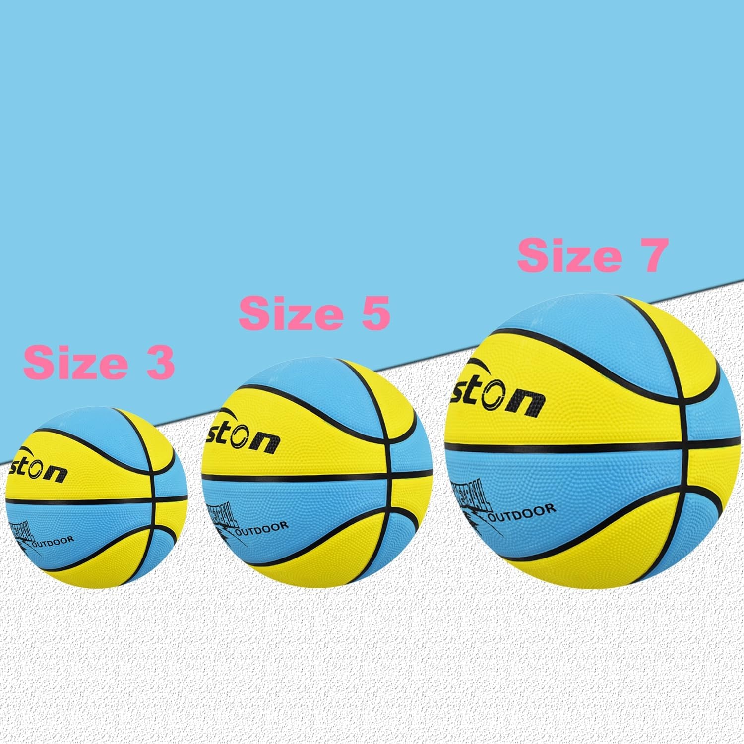 image:imageSenston Size 567 Outdoor Basketball Premium Grip with Pump for Men Women Excellent bounce elasticity Great value for daily play Built for concrete courts Easy inflation Ideal gift for playersBlueYellow