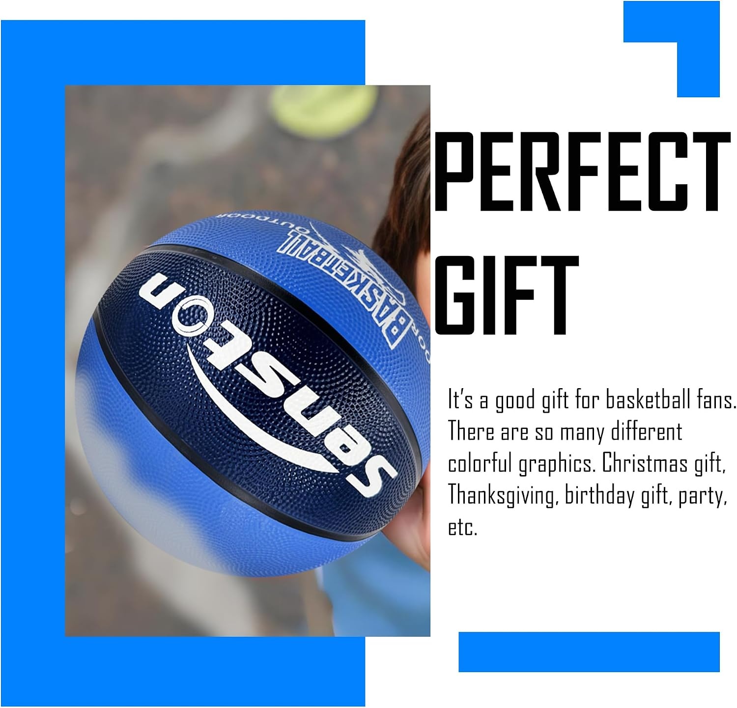 image:imageSenston Size 567 Outdoor Basketball Premium Grip with Pump for Men Women Excellent bounce elasticity Great value for daily play Built for concrete courts Easy inflation Ideal gift for playersBluePurple