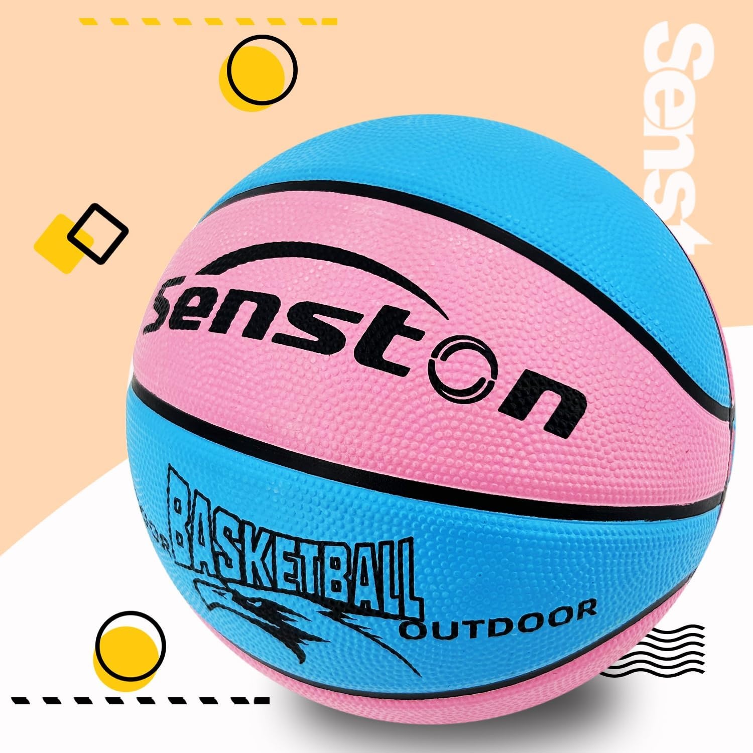 image:imageSenston Size 567 Outdoor Basketball Premium Grip with Pump for Men Women Excellent bounce elasticity Great value for daily play Built for concrete courts Easy inflation Ideal gift for playersBluePink