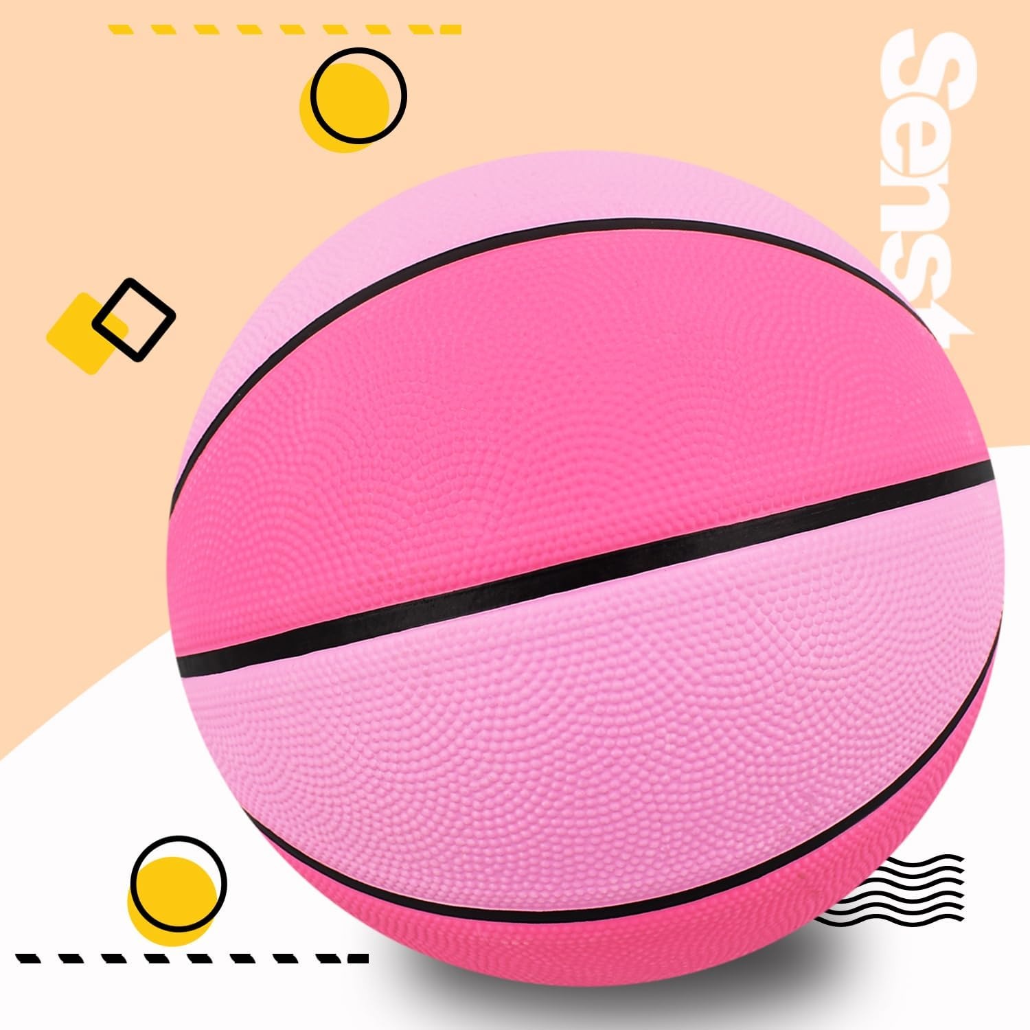image:imageSenston Size 567 Outdoor Basketball Premium Grip with Pump for Men Women Excellent bounce elasticity Great value for daily play Built for concrete courts Easy inflation Ideal gift for playersPink