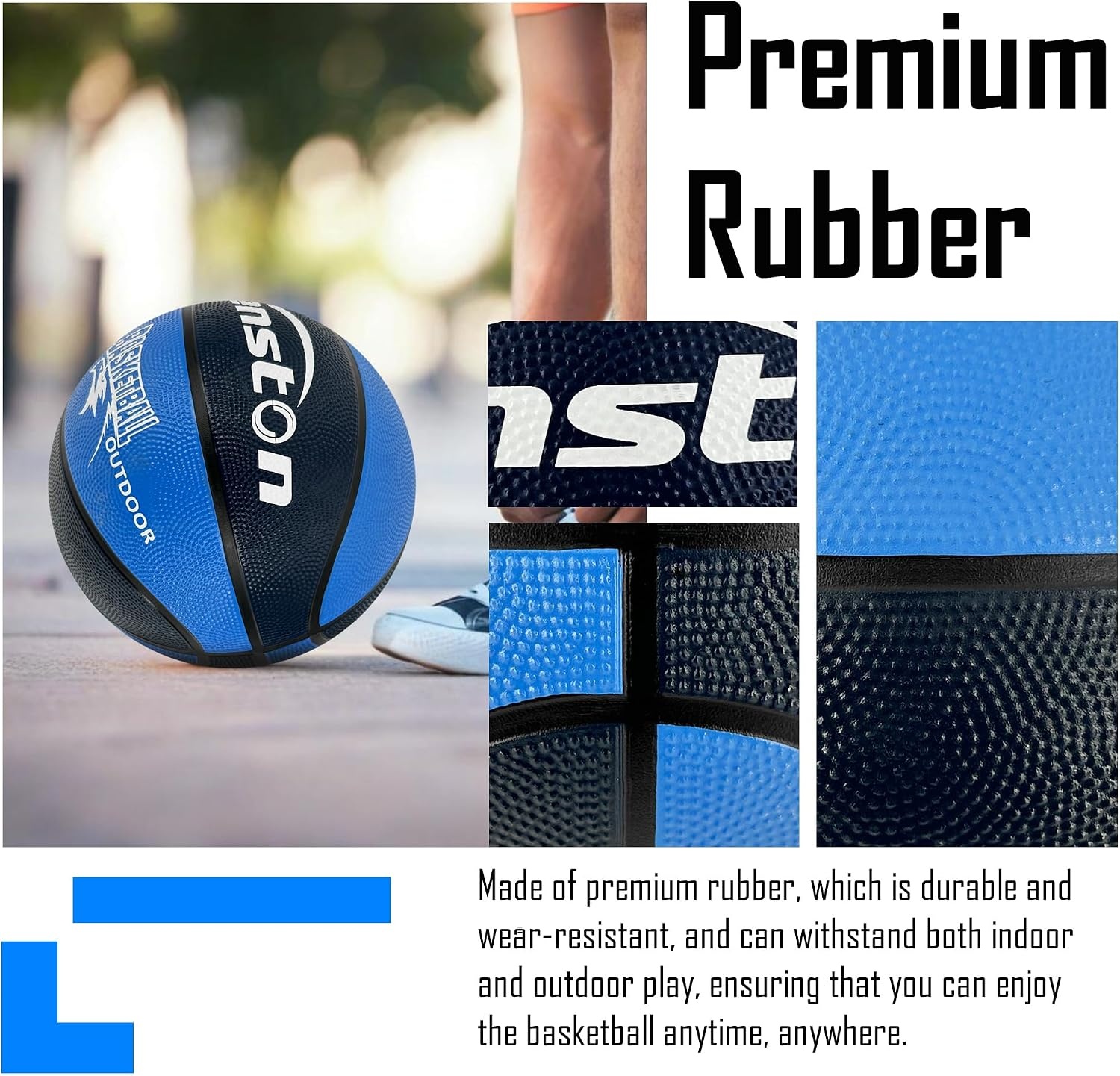 image:imageSenston Size 567 Outdoor Basketball Premium Grip with Pump for Men Women Excellent bounce elasticity Great value for daily play Built for concrete courts Easy inflation Ideal gift for playersBluePurple