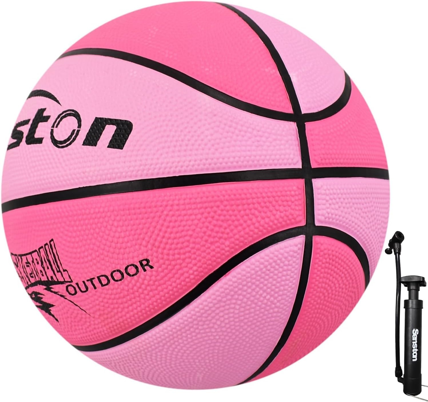 image:imageSenston Size 567 Outdoor Basketball Premium Grip with Pump for Men Women Excellent bounce elasticity Great value for daily play Built for concrete courts Easy inflation Ideal gift for playersPink