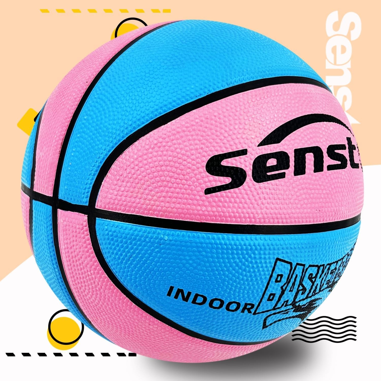 image:imageSenston Size 567 Outdoor Basketball Premium Grip with Pump for Men Women Excellent bounce elasticity Great value for daily play Built for concrete courts Easy inflation Ideal gift for playersBluePink