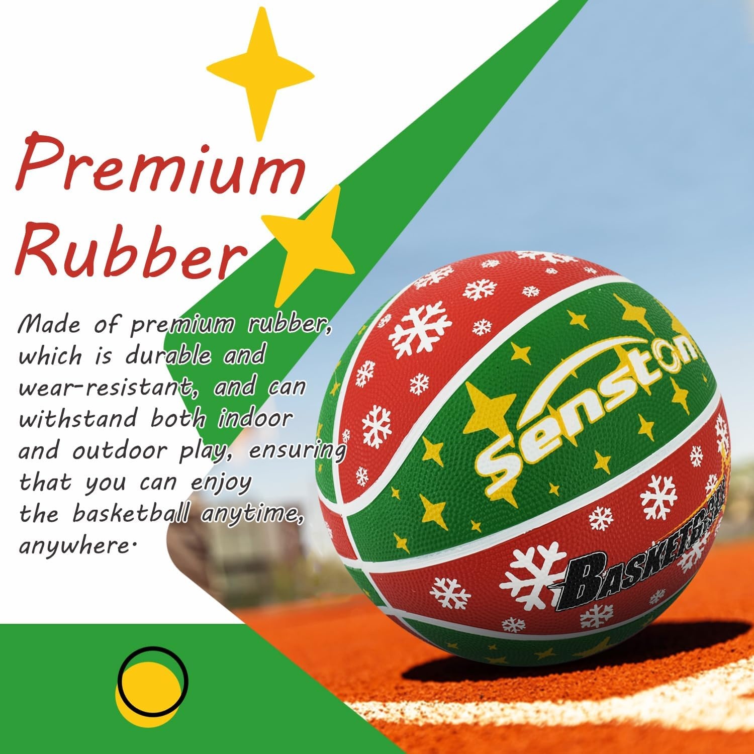 image:imageSenston Size 567 Outdoor Basketball Premium Grip with Pump for Men Women Excellent bounce elasticity Great value for daily play Built for concrete courts Easy inflation Ideal gift for playersRed