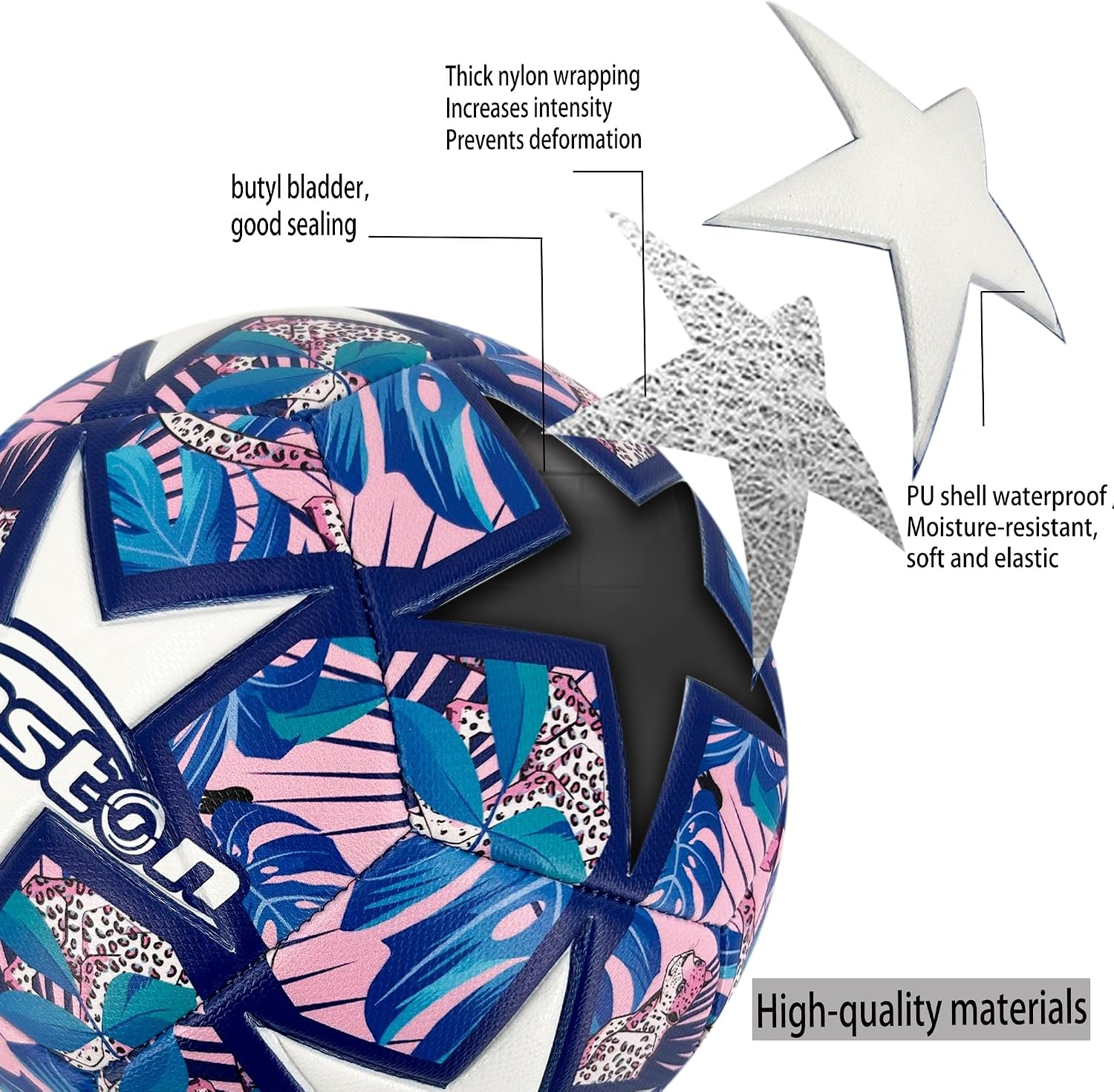 image:imageSenston Soccer Ball Size 3 4 5 with Pump for Kids and Adults Hardwearing Durable PVC AllWeather Faderesistant Antideform Good Air Retention Easy Clean Training Matchpink