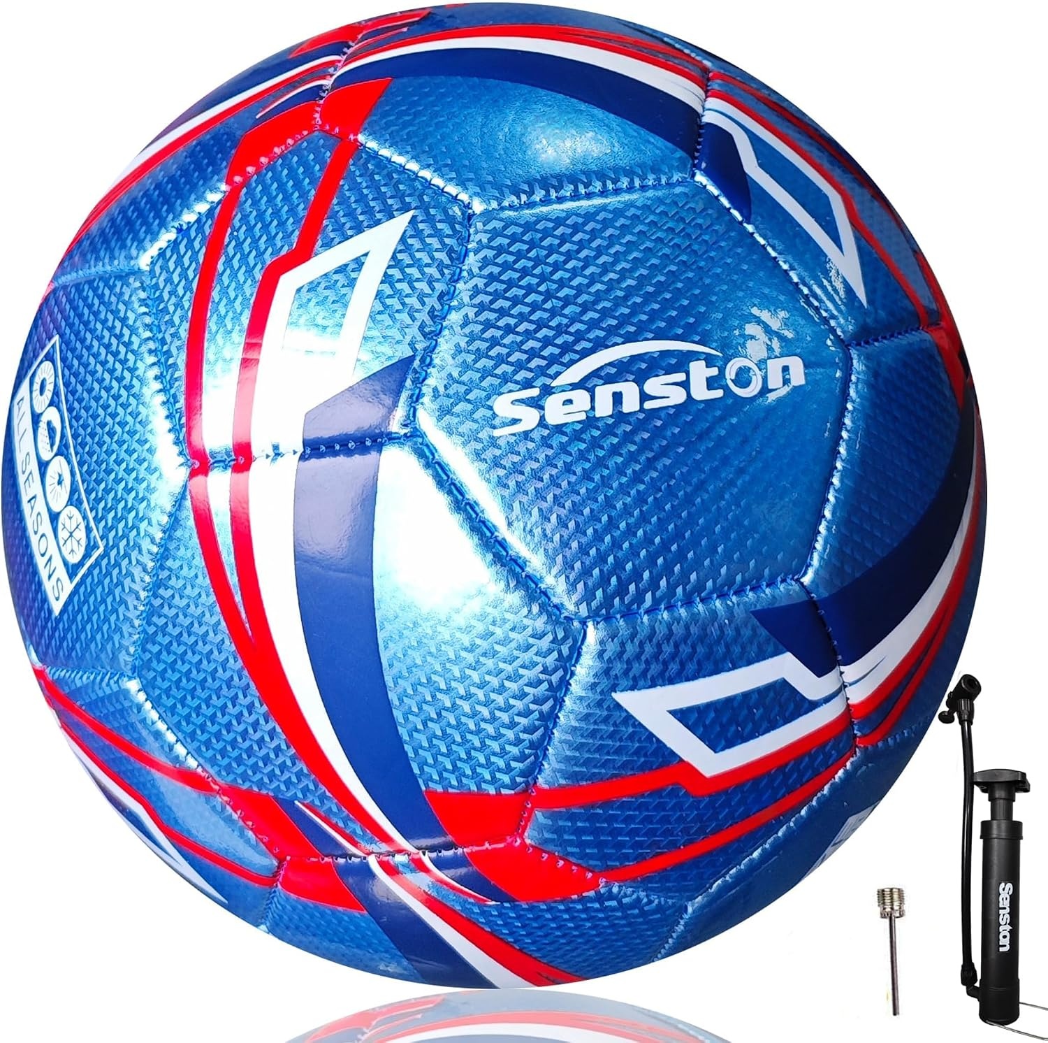 image:imageSenston Soccer Ball Size 3 4 5 with Pump for Kids and Adults Hardwearing Durable PVC AllWeather Faderesistant Antideform Good Air Retention Easy Clean Training Matchblue