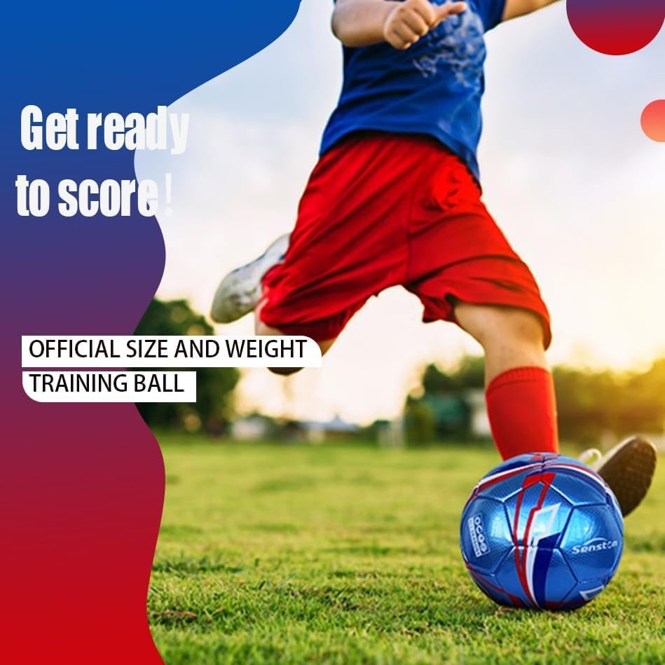 image:imageSenston Soccer Ball Size 3 4 5 with Pump for Kids and Adults Hardwearing Durable PVC AllWeather Faderesistant Antideform Good Air Retention Easy Clean Training Matchblue